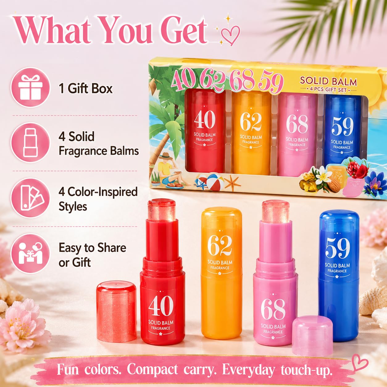 Jelly Perfume Balm Stick, Solid Perfume Balm 5 g (4 scent options（5g+5g+5g+5g）) (4 Scent Options)