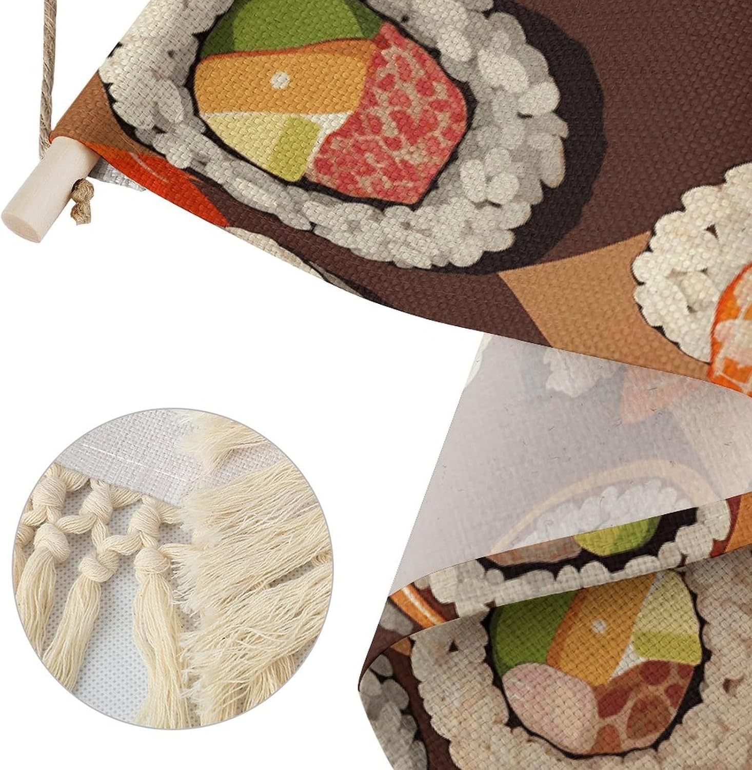 WSOIHFEC Many Sushi Food Vintage Vertical Tapestry Wall Hanging Decor image 3
