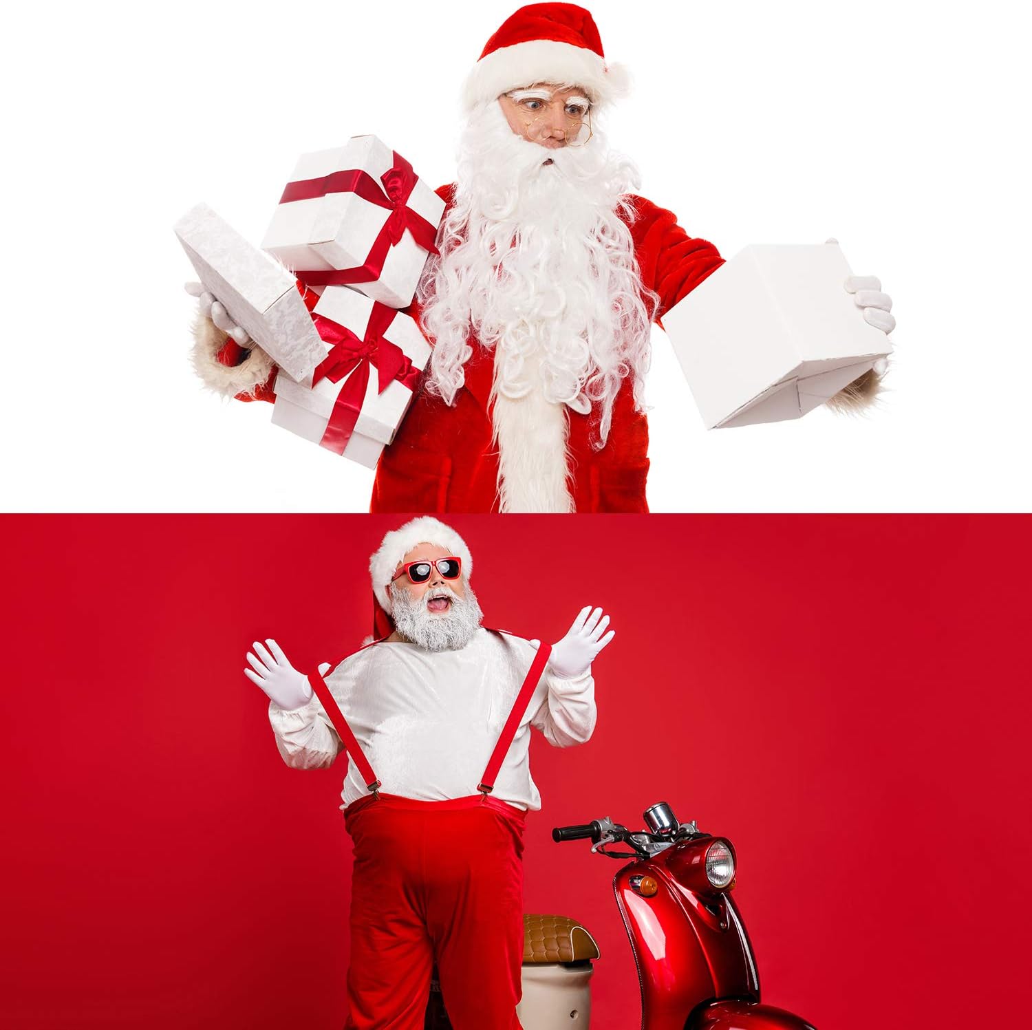 Sumind 2 Pcs Fake Pregnancy Belly Costume, Inflatable Santa Claus Belly Prop with Adjustable Strap for Halloween Christmas