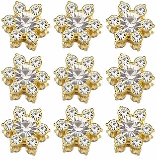 100 Pcs 13mm Flower Crystal Rhinestones, Flatback Rhinestones Glass Gems for Crafting, Gold Base Decorations for DIY Crafts Jewelry Making Clothing Accessories(01 Clear)