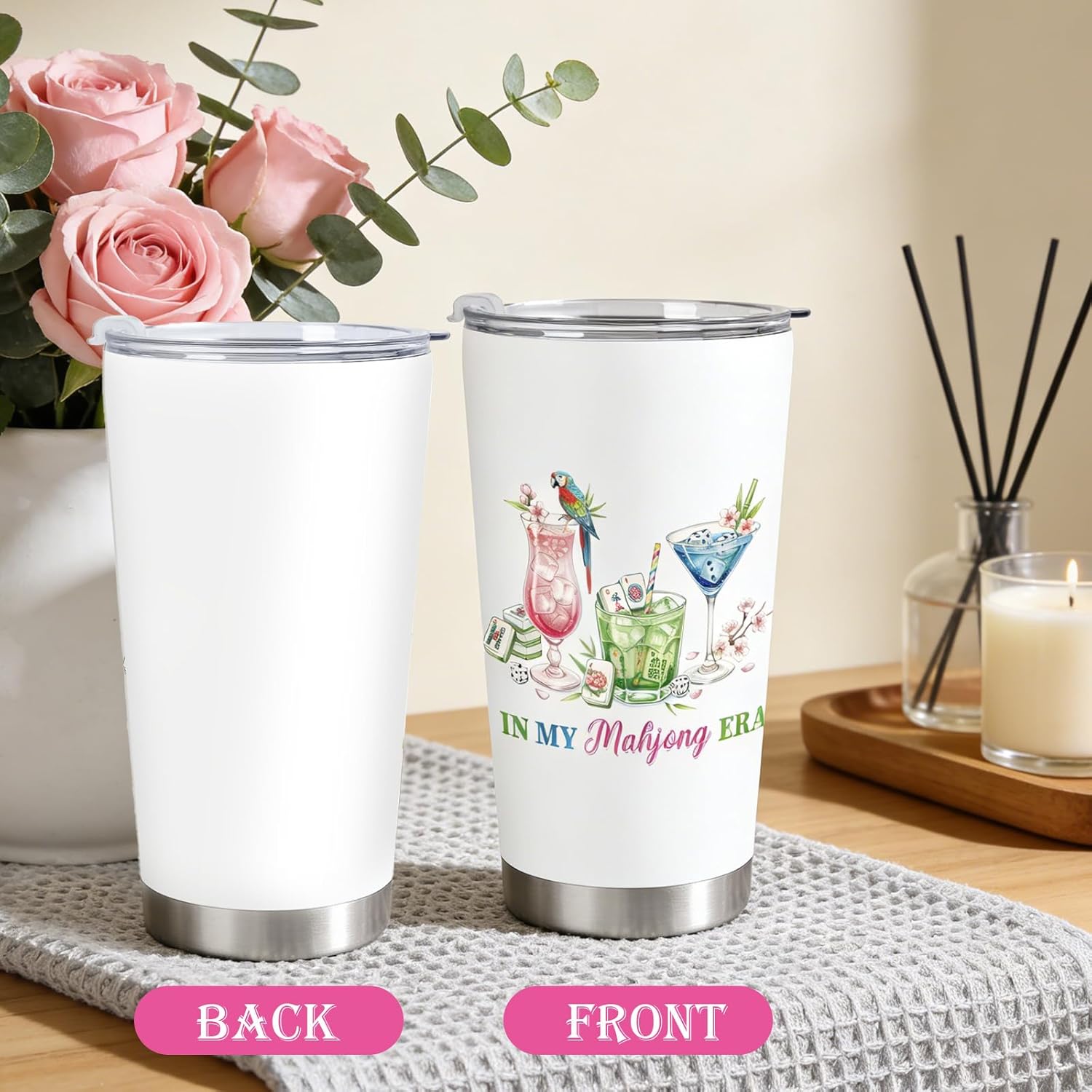Keluna Mahjong Gifts for Women - Funny Cocktail Mahjong Gifts for Mah Jongg Lovers Enthusiasts Players Birthday Game Prize Friends Mother's Day, 20oz Mah Jongg Tumblers for Women Men - Image 4