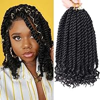 Vista 1 de Trenzas de ganchillo senegalés de 12 pulgadas para mujeres negras, paquete de 6 unidades de cabello de ganchillo con extremos rizados 1B#