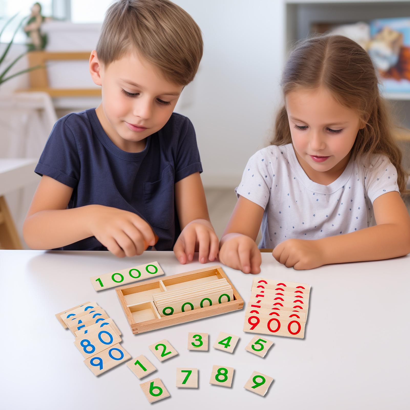 Tarjetas de números de Madera | Juguete Educativo de Números del 1 al 9000 - Tarjetas Educativas de Matemáticas,para Preescolares, Niños, Niñas, Educación en Casa, Aula, Viaje en Coche, Campamento
