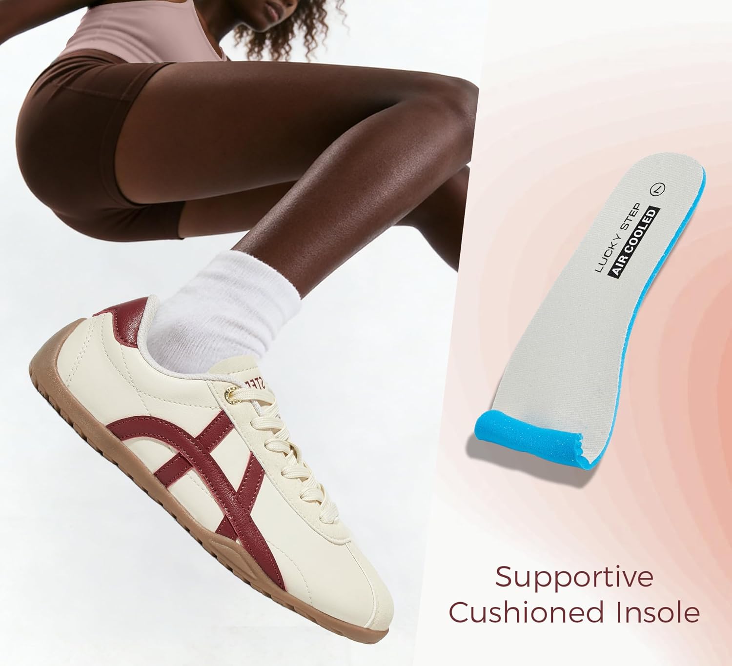 LUCKY STEP Women's Casual Walking Shoes Thin Sole Trendy Stylish Trainer Lightweight Footwear Suede Fashion Sneaker - Image 7