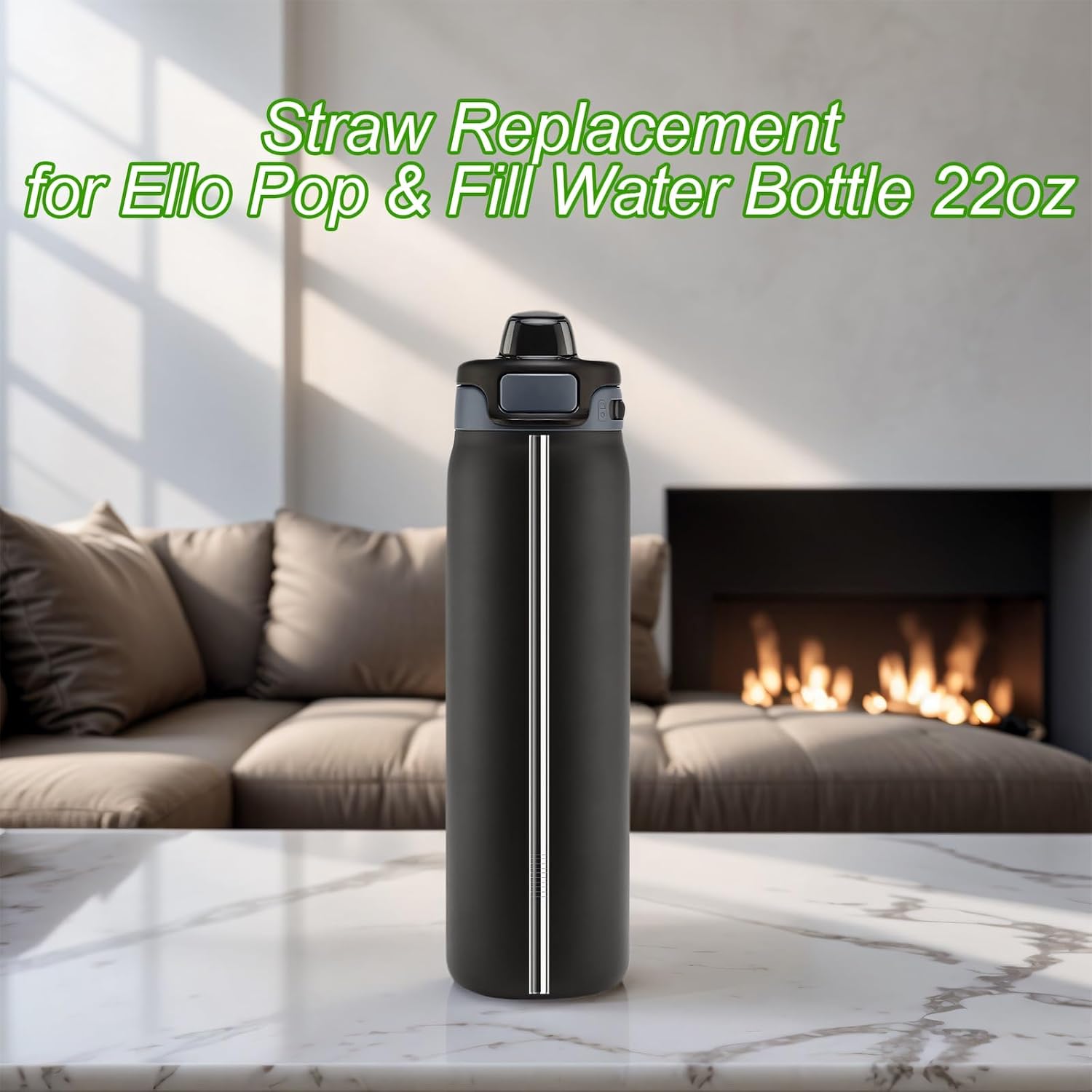 Metal Straw Replacement for Ello Pop & Fill 22 oz Water Bottle