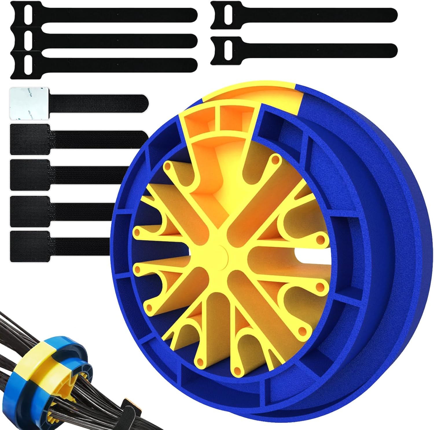 Wire Comb 1 Pack, Cable Organizer Tools, Cable Tidy Management for Ethernet Networking Cables, Cat6A, Ca7 or Other Wires Up to 1/4" in Diameter, Comes with 5 Magic Strip Ties to fix Cables.