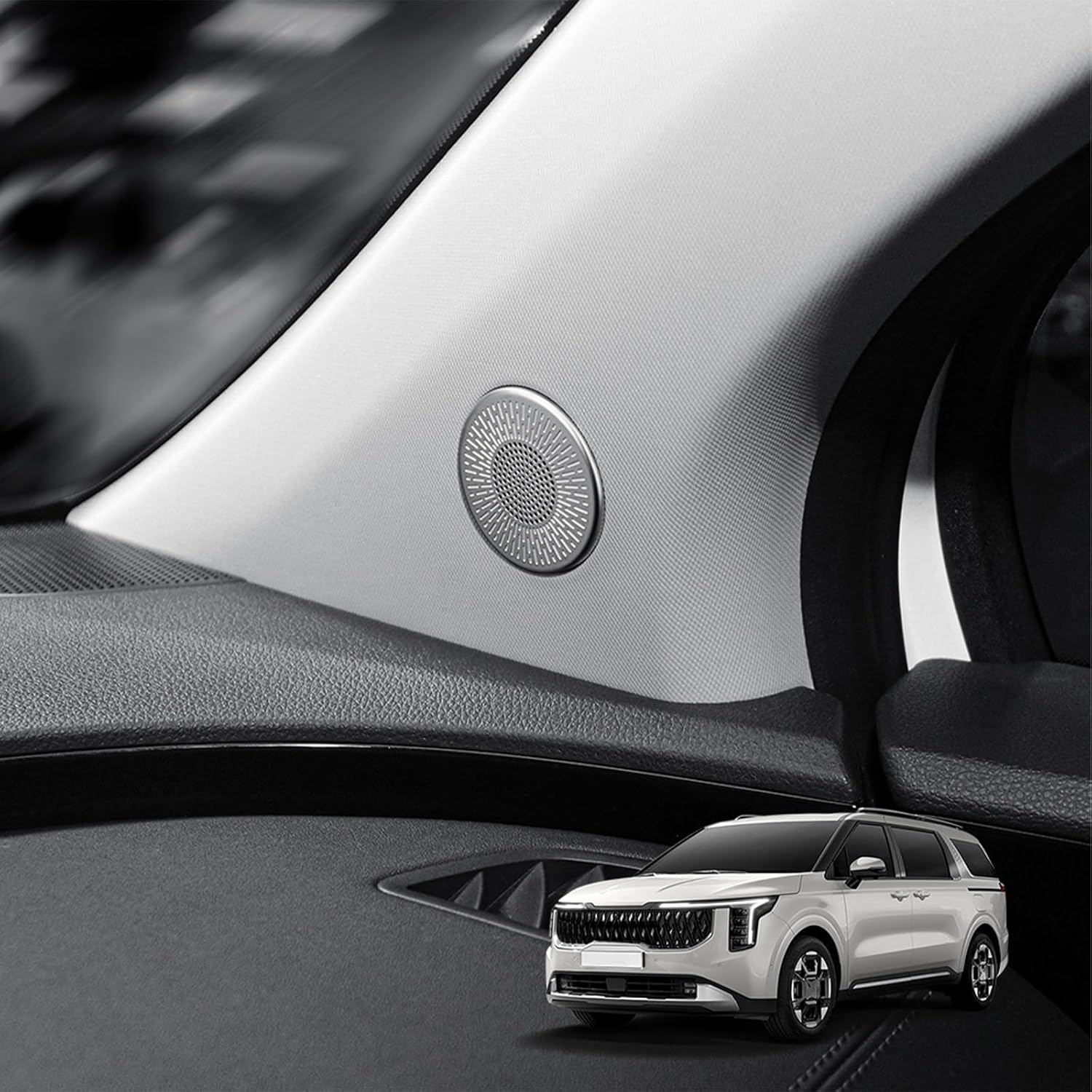 Alloy A-Pillar Door Speaker Covers Trim Compatible with KIA Carnival 2022-2026 Accessories