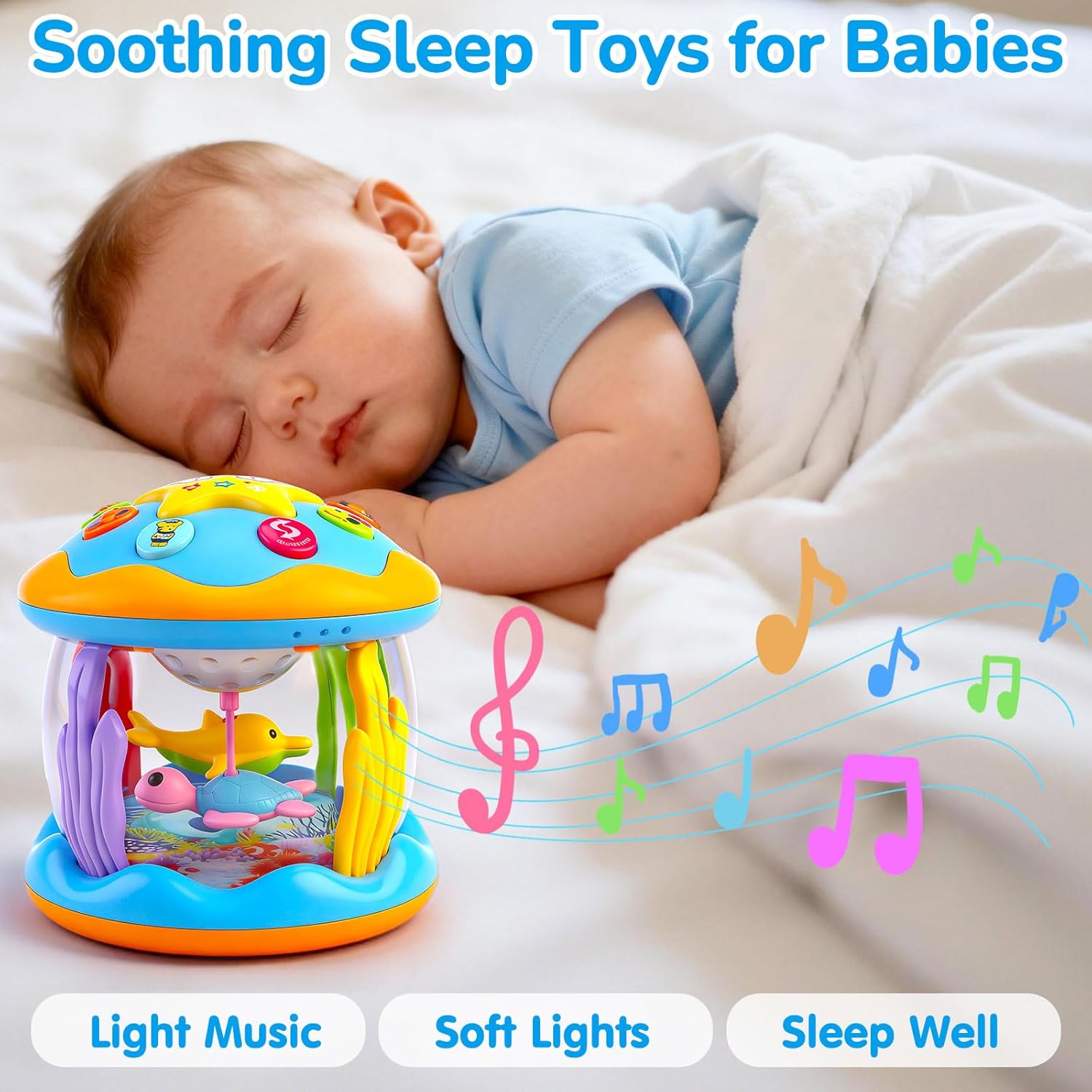 Baby Toys 0-6 Months Ocean Rotating Projector Musical Light Up Tummy Time Toys for Infants 0-3 4 5 6 7 8 9 Months Baby Aquarium Crawling Toys 6-12 Month Boys Girls 1 2 Year Old Birthday Easter Gifts