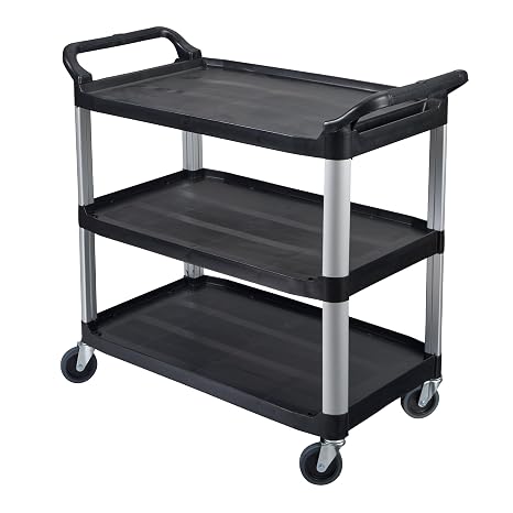 Luxor Home Office Large Multipurpose Three Shelves Serving Cart, Black