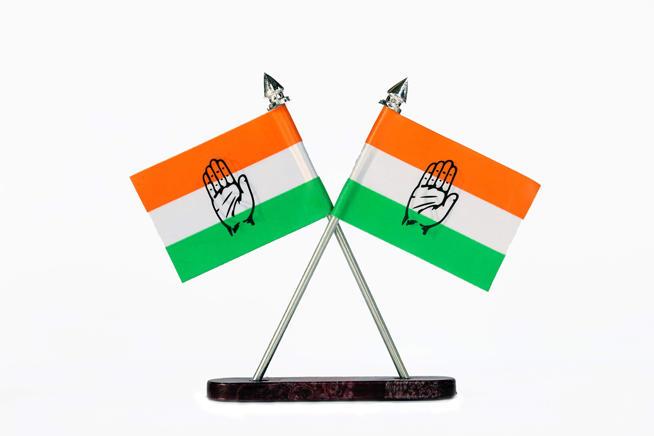 Premium Indian National Congress (INC) Official Brass Flag Emblem for Car Dashboard, Emblem for Party Office