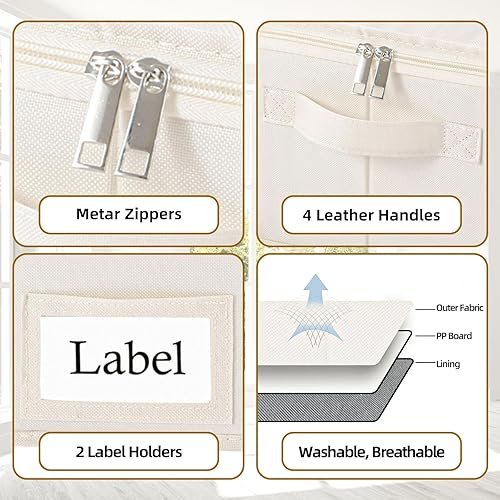 Miniatura 6 de Yawinhe Bolsas para debajo de la cama, bolsas de almacenamiento debajo de la cama con tapa, bolsas de almacenamiento plegables para mantas, con