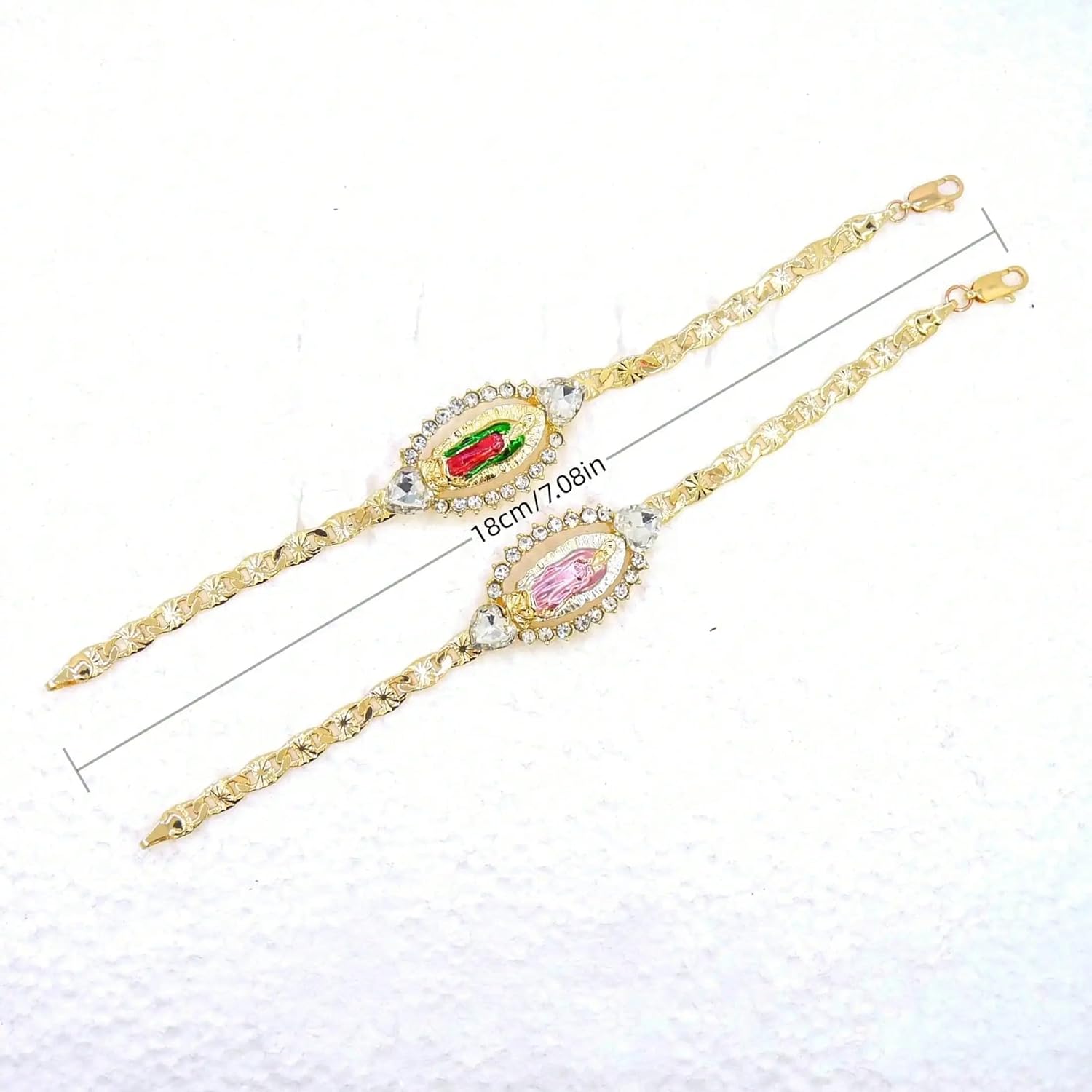 14K Filled Gold Virgen De Guadalupe Bracelet For Women - Virgin Mary Bracelets Exquisite, Lady Of Guadalupe Bracelet, Christian Goddess Virgin Mary Religious Length 7 Inches - Image 5