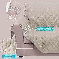 Vista 3 de U-NICE HOME Funda para sillón reclinable, reversible, con correas elásticas, resistente al agua, protege de perros y mascotas, sillón extragrande