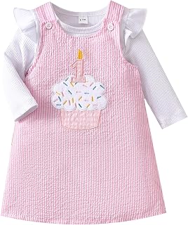 XFGLCK Baby Girl First Birthday Outfit Ruffle Sleeve Romper+Cake Embroidery Dress 1st Birthday Set
