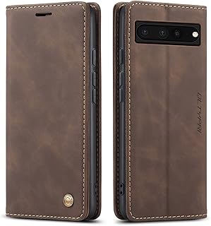 QLTYPRI Funda para Google Pixel 7 Pro, funda vintage de piel sintética con ranura para tarjetas, cierre magnético, funda tipo libro para Google Pixel 7 Pro, color marrón café