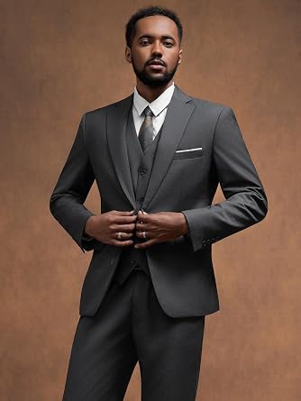 MAGE MALE Mens 2 Button 3-Piece Suits Slim Fit Tuxedo Set Wedding Business