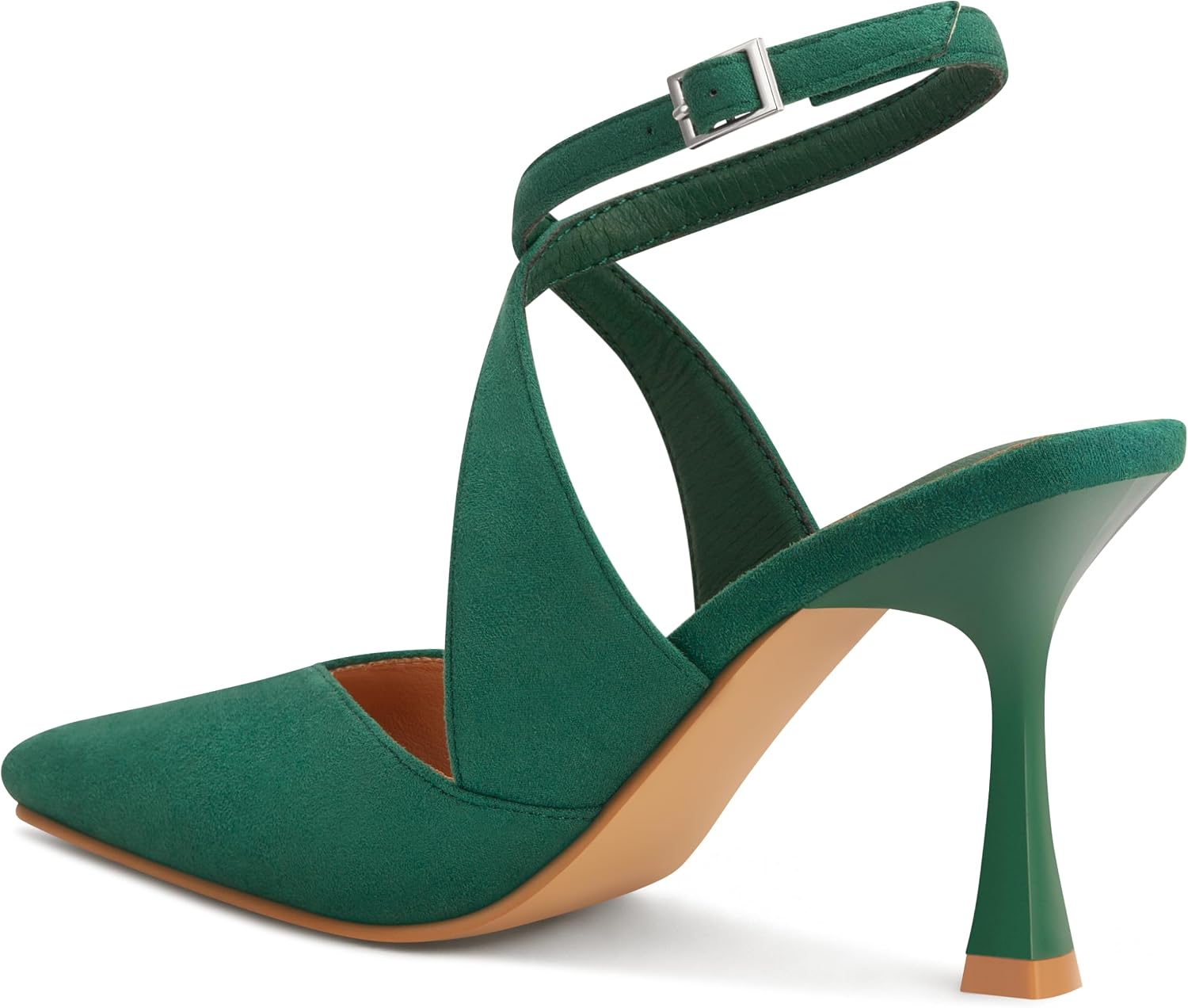 Women's Slingback Heels Square Toe Pumps Ankle Strap Dress Shoes