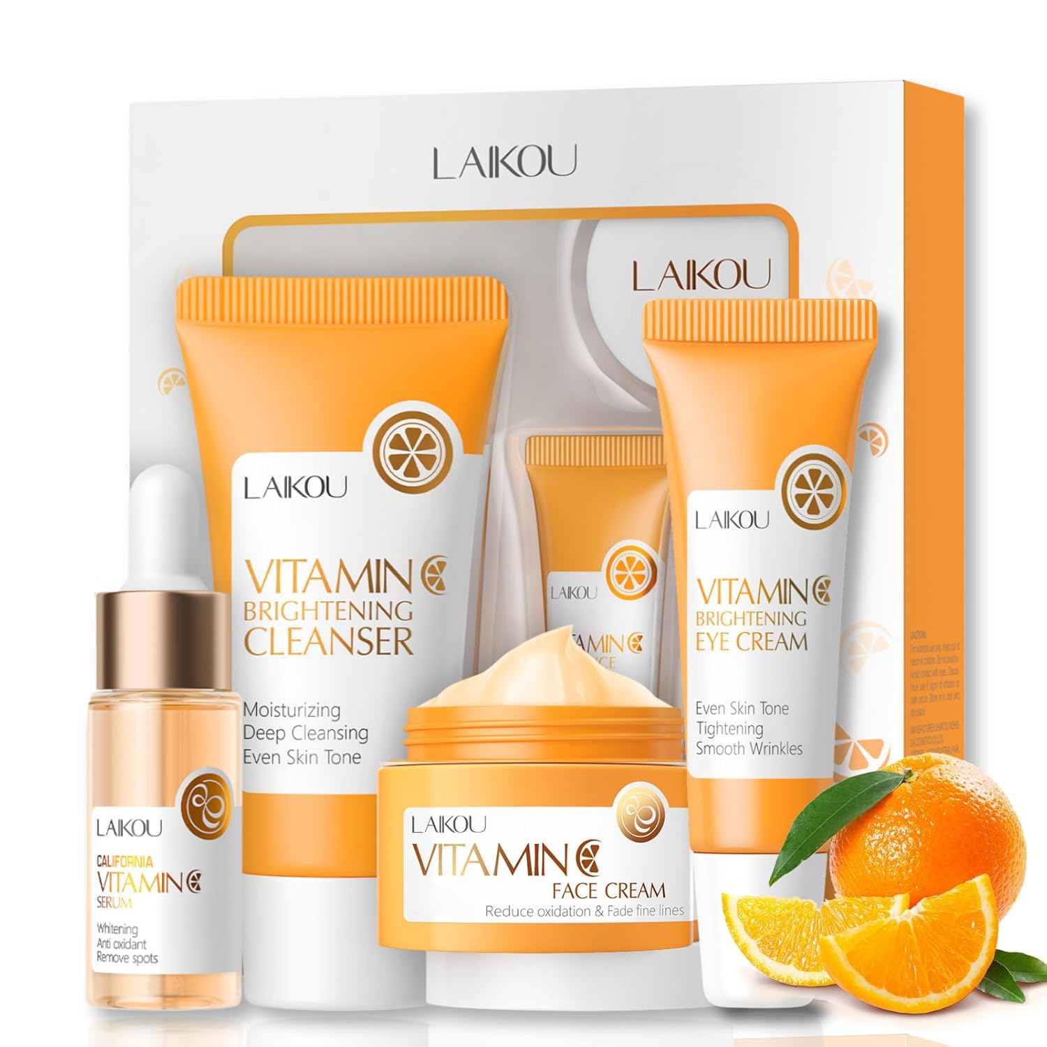 Skincare Set Vitamin C Women Teen Girl Gifts – Skin Care Set for Women Travel Size Gift Sets – Skincare for Girls 10-12 Hydrating – 4pcs Skin Care Kit with Cleanser,Serum,Face Cream and Eye Cream