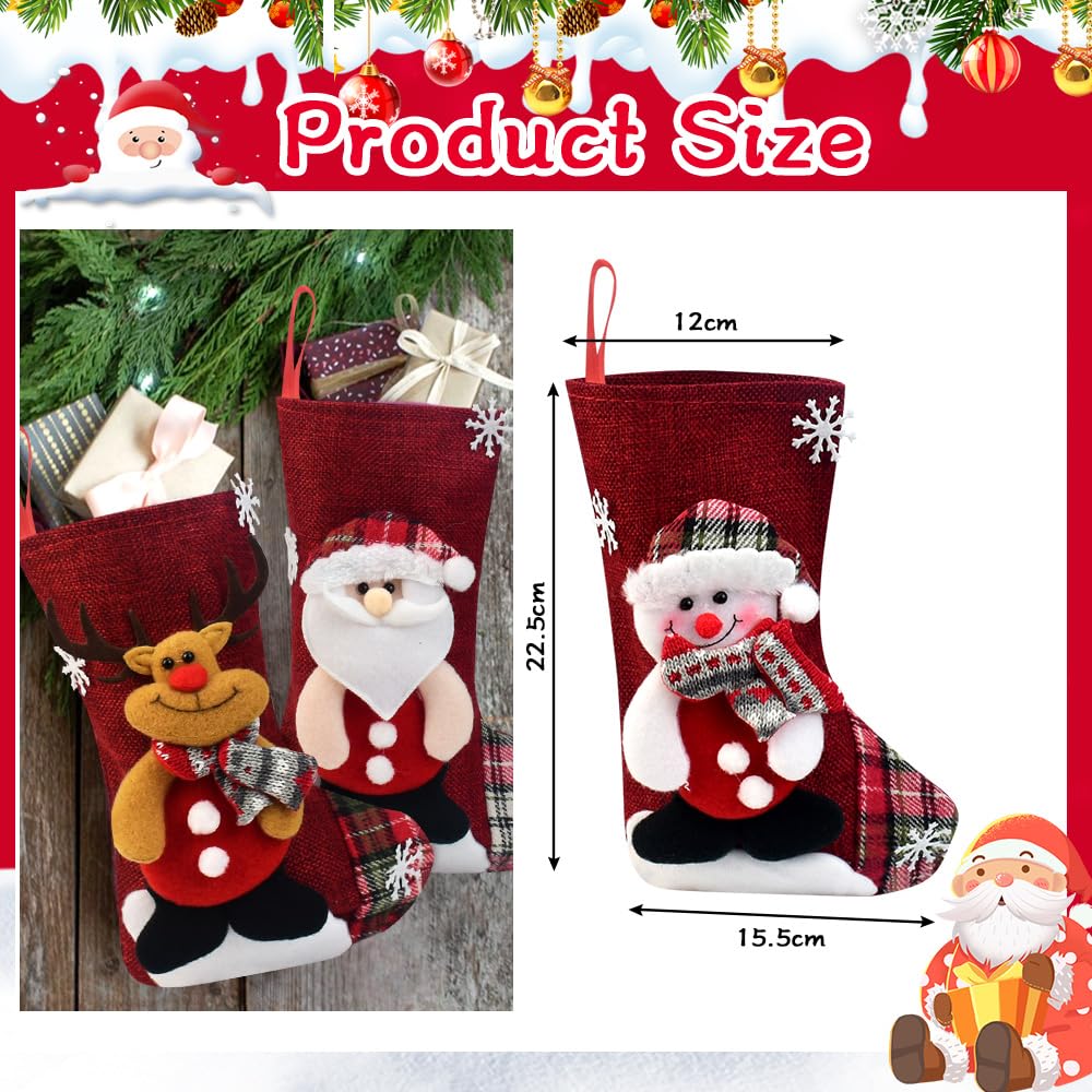 Chaussettes De Noël à Suspendre 4 Pièces - 48 Cm, Blanc Flocons, Décoration Cheminée Cadeaux