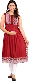 Shantika Women's Nyra Cut Maternity Kurti Dress Feeding Kurta with 2 Side Zipper Price In India