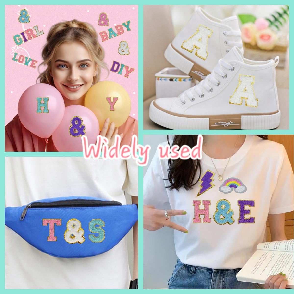 5 PCS 2.16” White Chenille Letter Patches, Self Adhesive Letters Patches for Clothing, Stick on Letters for Travel Bags Hats Backpacks Jeans Shoes Craft Laptop (Letter K) image 5