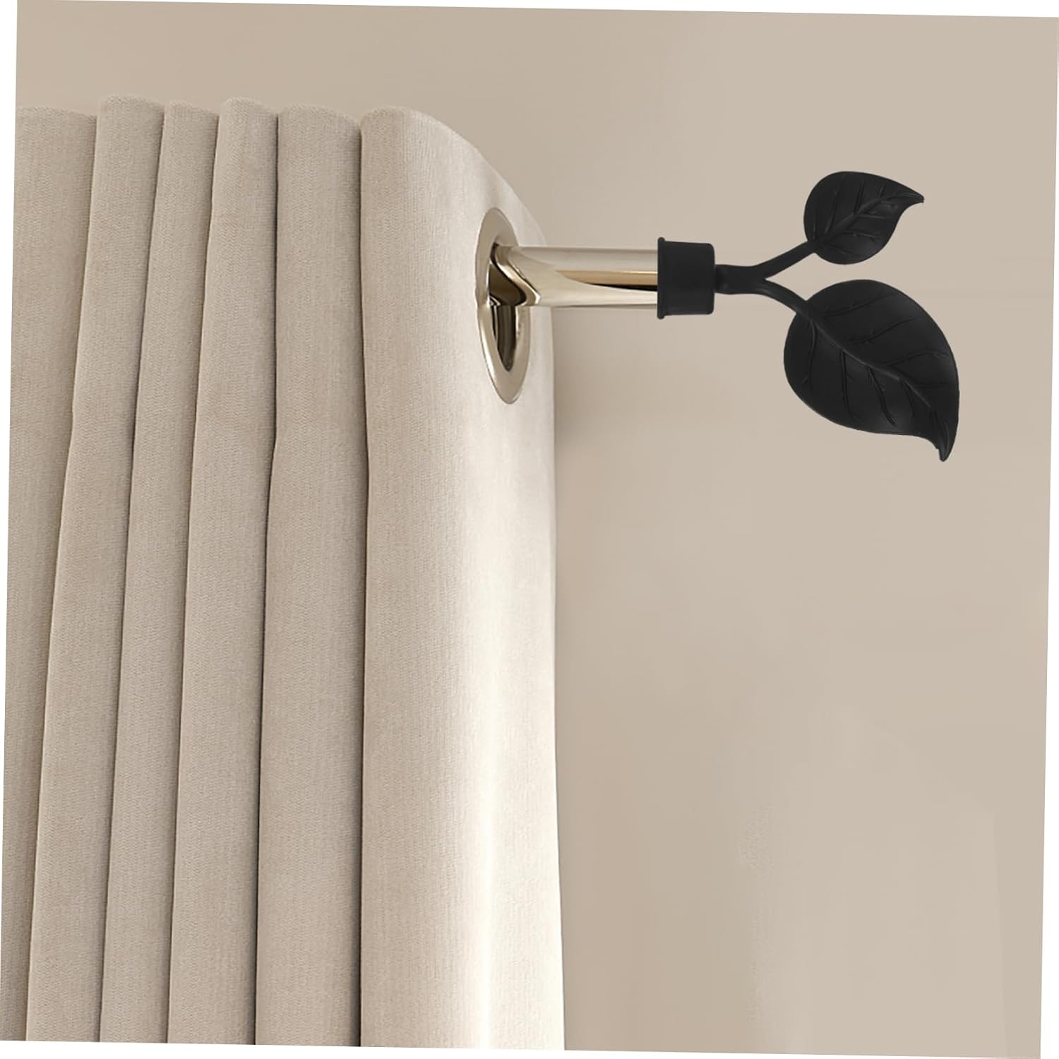 4pcs Decorative Curtain Rod Finials Leaf Design Plastic End Caps for Drapery Poles Office Window Treatments Wear Resistant for Living Room Bedroom Decor