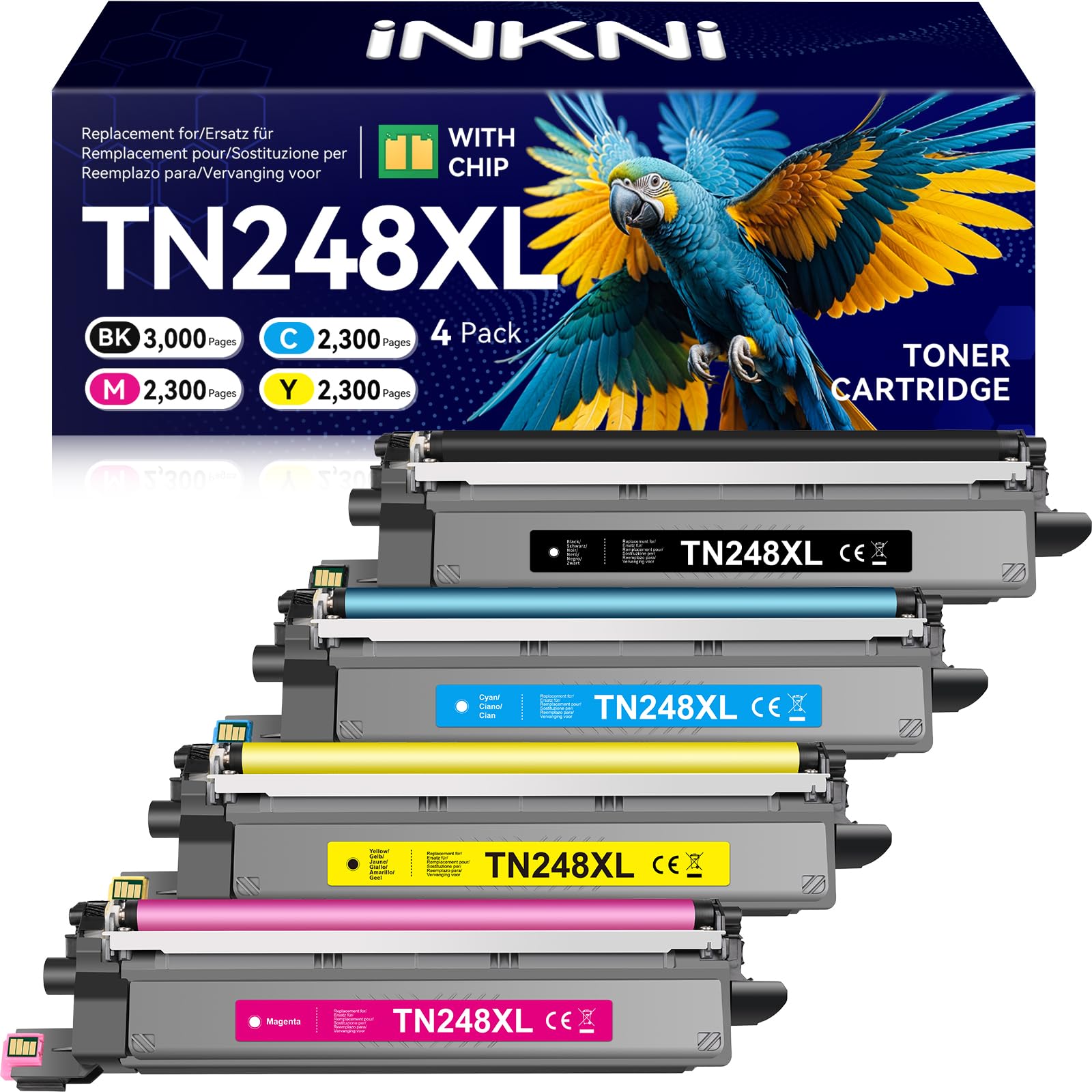 INKNI Compatibles avec Brother TN284XL TN-248XL TN248 pour Brother MFC-L3760CDW Toner HL-L3220CWE MFC-L3740CDWE DCP-L3520CDWE DCP-L3560CDW MFC-L3740CDW,4 Pack