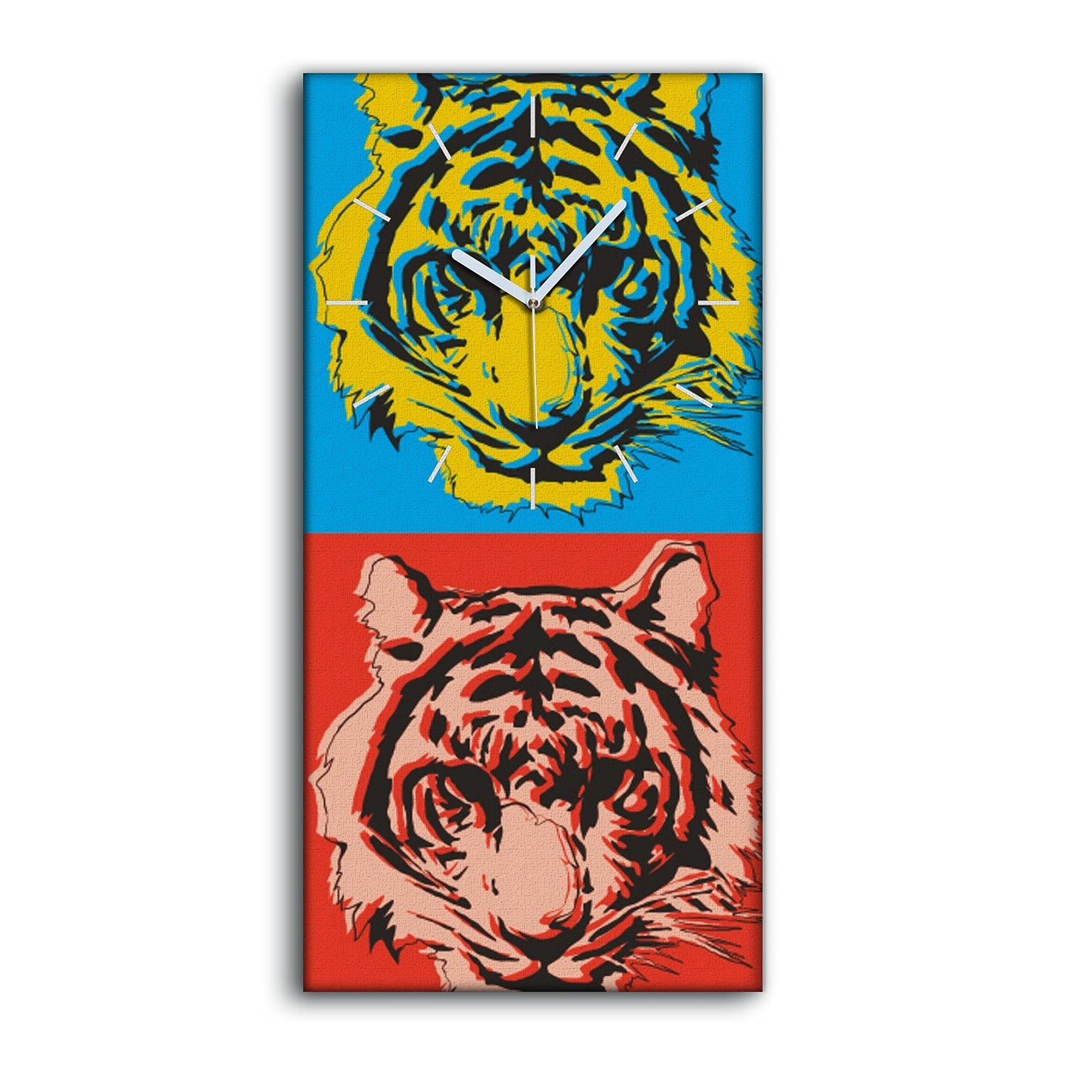 Horloge sur Toile sans Tic-Tac Chat Tigre pour Chambre et Salon 30x60