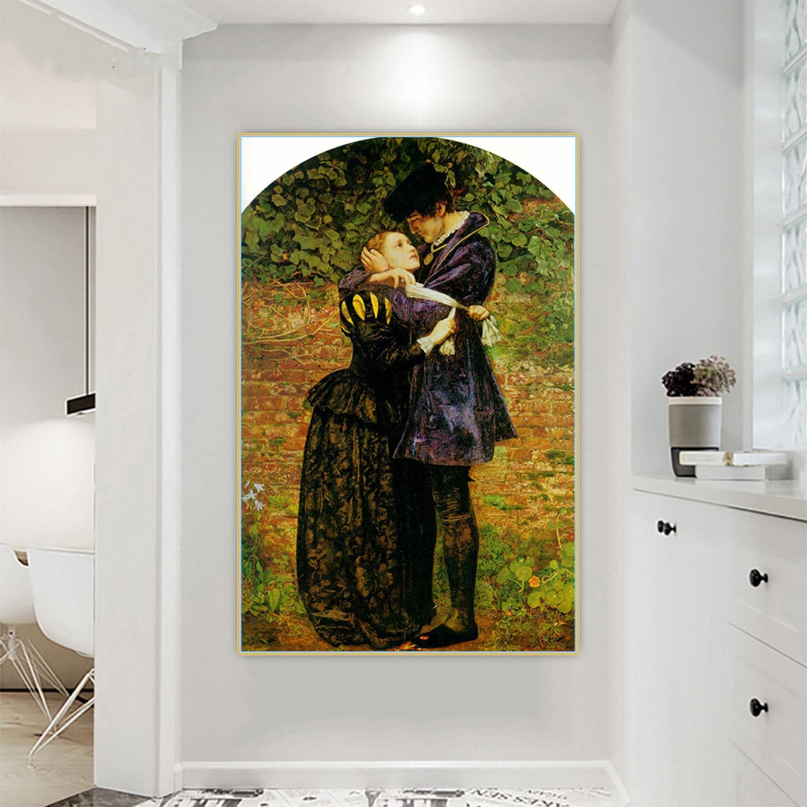 Dittelle John Everett Millais《A Huguenot》Canvas Oil Painting Artwork Poster Picture Wall Art Print Home Living Room Decoration 60x90cm Frameless