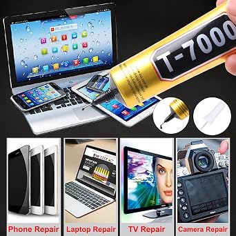 T7000 Glue Black for Cell Phone Repair Tablets Laptop, Multipurpose 6Pcs 15ML T-7000 Precision Adhesive Watch Speakers Headphone DIY Craft Paper Plastic Model Glass Ceramic Super Bond Medium Viscosity