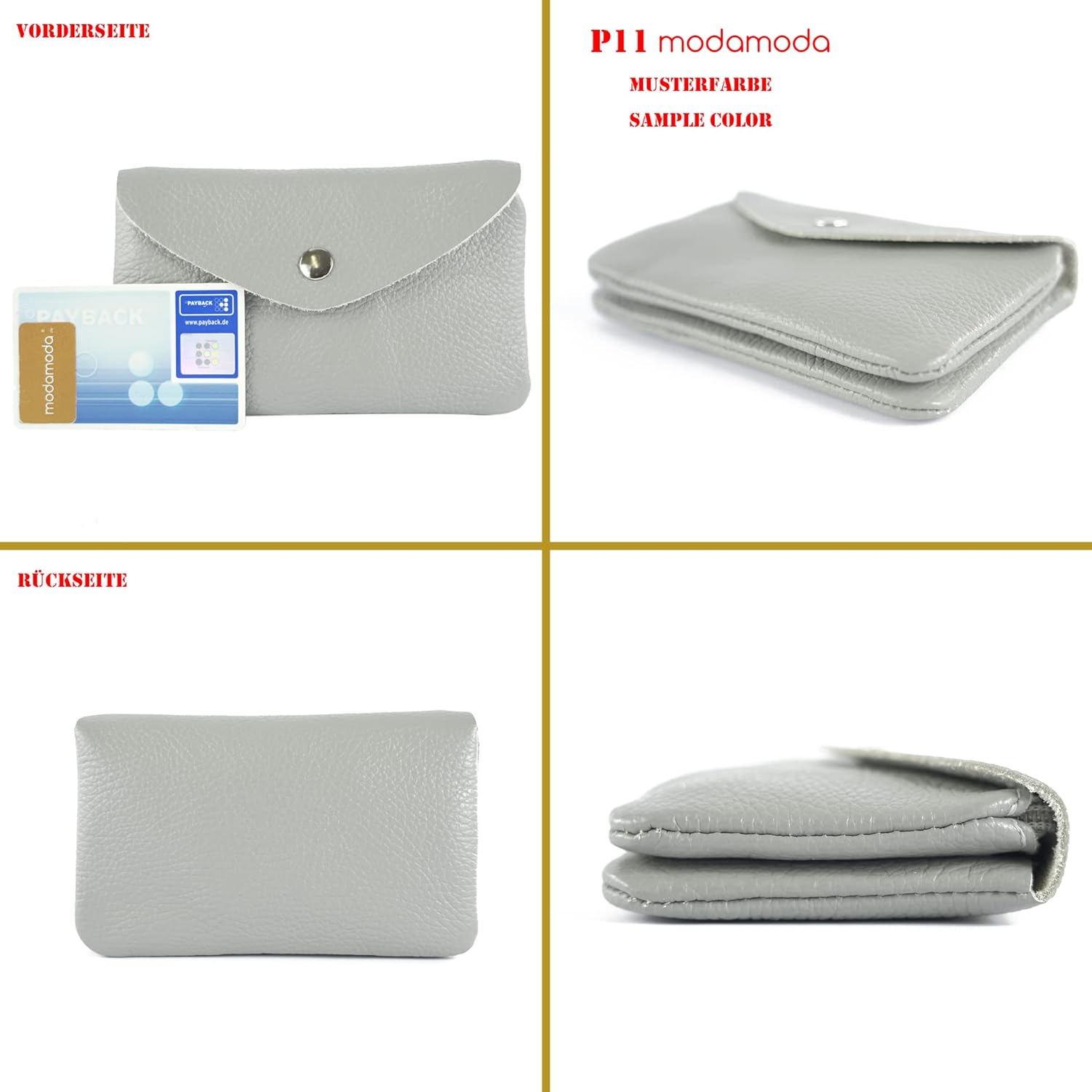 modamoda de - P11 - ital. Leder Damen Geldbörse Portemonnaie Medium (Bronze metallic)