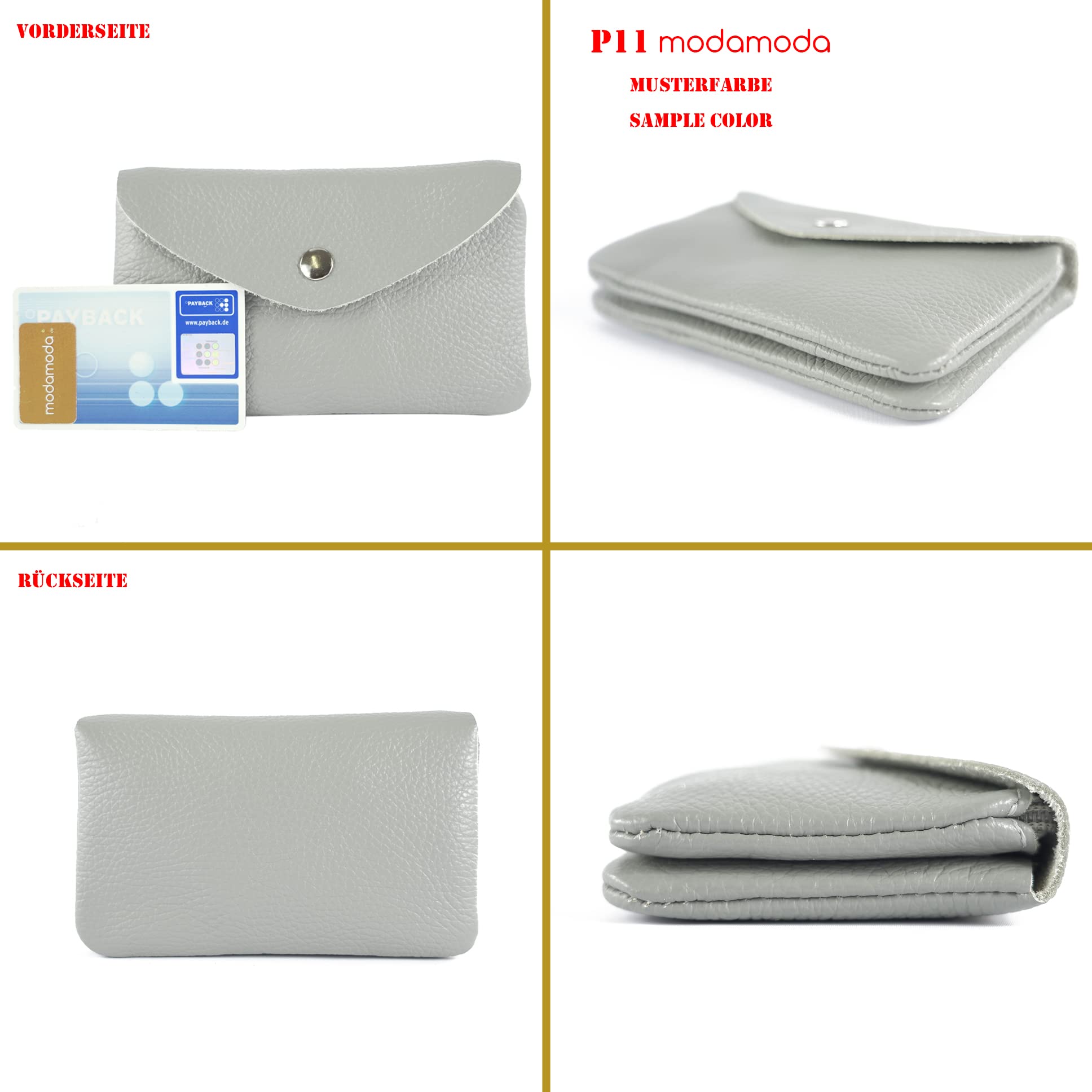 modamoda de P11 Portefeuille en cuir pour femme 16x10 cm, Fabriqué à la main en Italie, m