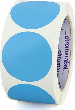ChromaLabel Light Blue Dot Stickers, 2 Inch Removable, 500/Roll