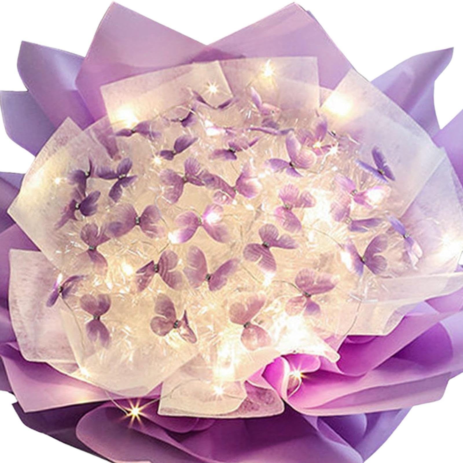 Bouquet di Farfalle, Materiali per La Realizzazione di Bouquet di Fiori con Carta da Regalo, Regalo di Nozze Decorativo, Kit di Materiali Fai da Te, F, Viola 52 Farfalla