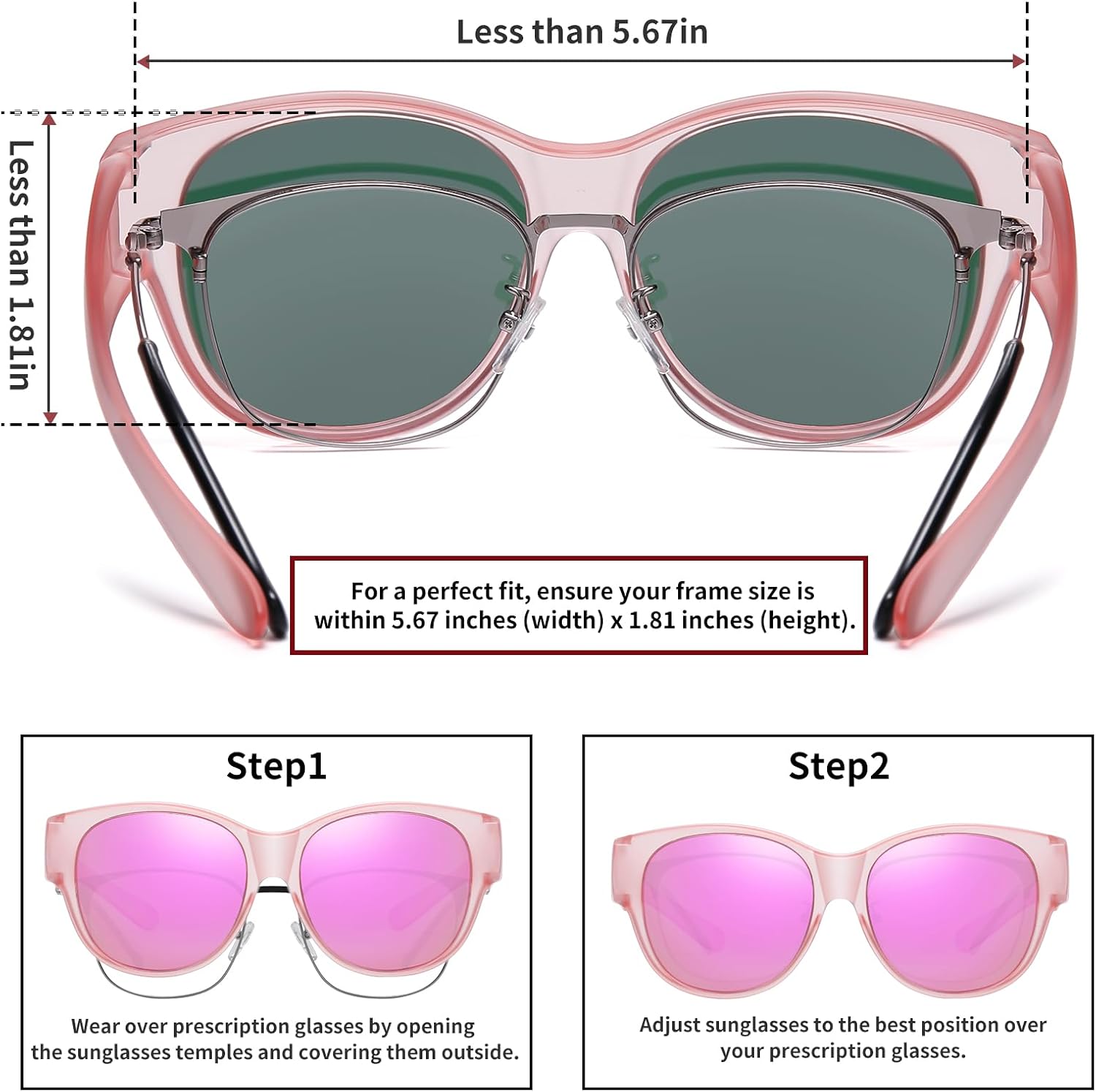 HAOLOTA Fit Over Glasses Sunglasses for Women Polarized, Trendy Cat Eye Sunglasses Wear Over Glasses, UV Protection - Image 5