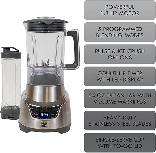 Miniatura 4 de Kenmore Elite - Batidora eléctrica, batido congelado, batido congelado, batido, máquina de puré, molinillo Licuadora de cocina con taza de una sola