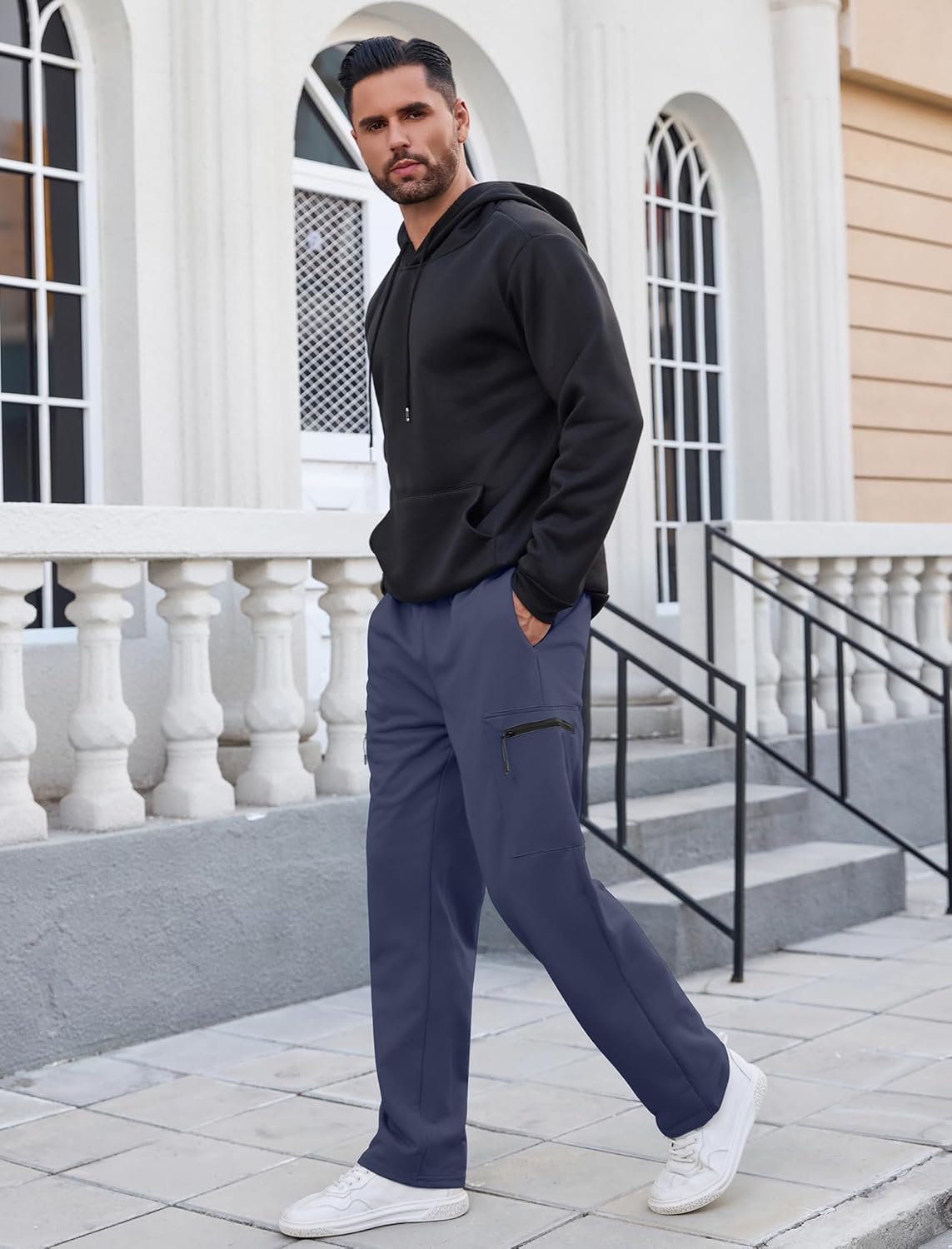 SILKWORLD Sweatpants for Men Zipper Cargo Pockets Joggers Open Bottom Casual Pants for Athletic, Jogging, Running, Workout - Image 3