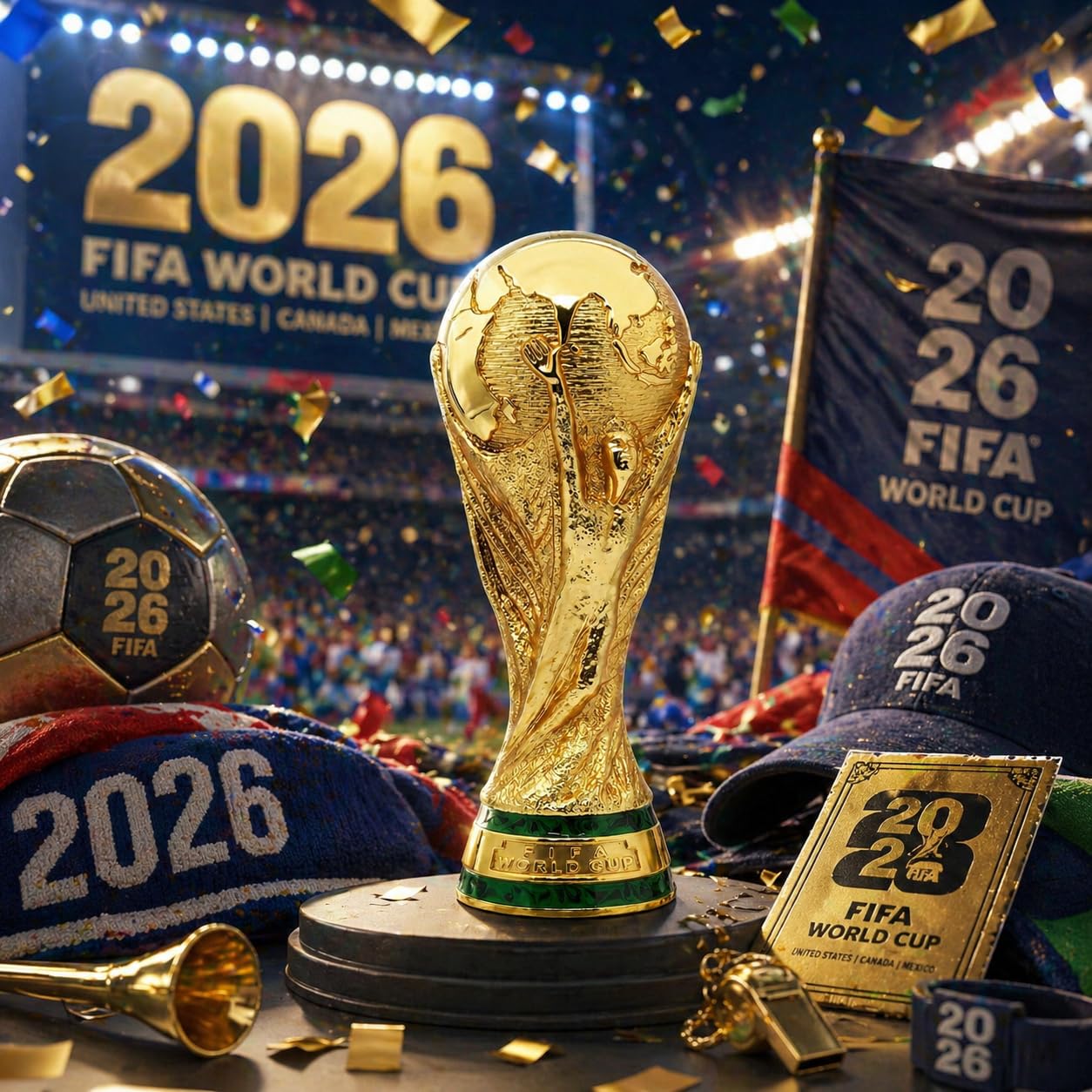 Regalo FIFA World Cup 2026, Trofeo 3D Ufficiale FIFA Coppa del Mondo 2026, 150 mm, in Lega di Zinco Premium, da Collezione, Durevole, per scrivania, Ufficio e Memorabilia Calcio