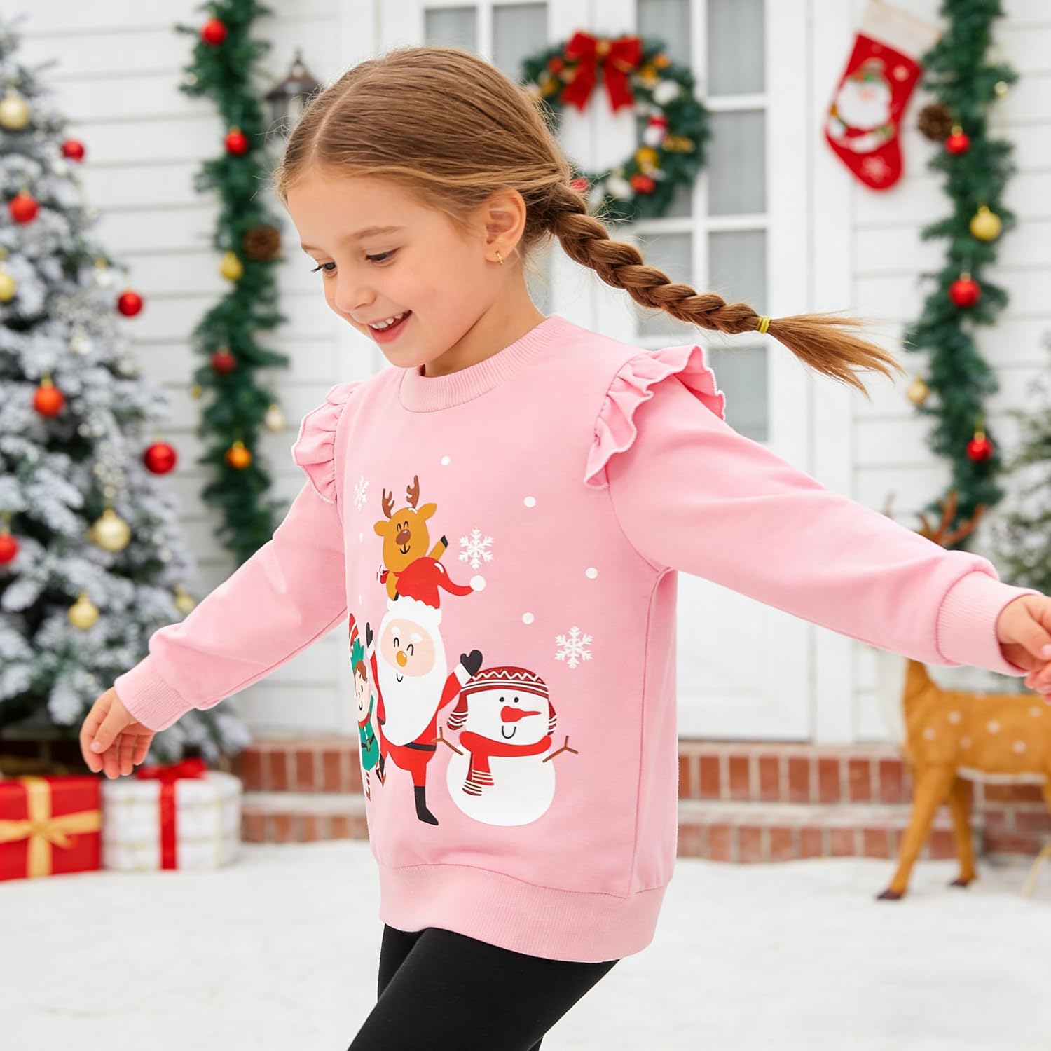 RETSUGO Toddler Baby Girls Sweatshirts Casual Pullover Crewneck Winter Long Sleeve Tops Shirts Clothes 3T-8T - Image 5