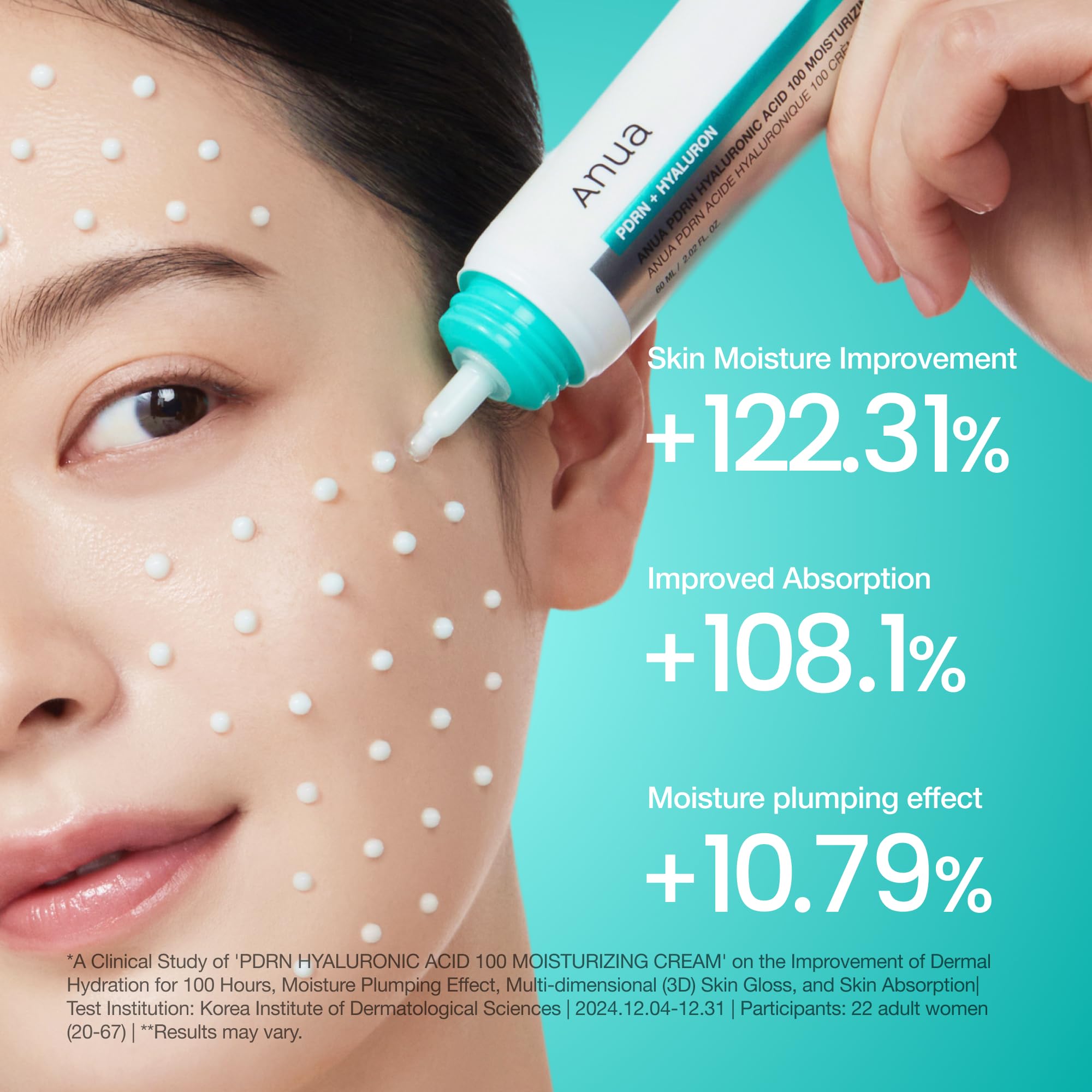 Anua PDRN Hyaluronic Acid 100 Moisturizing Cream, Lightweight, Non-Greasy Hydrating Face Moisturizer with Salmon DNA for Glass Skin, Korean Skincare, 2.02 fl.oz - 4