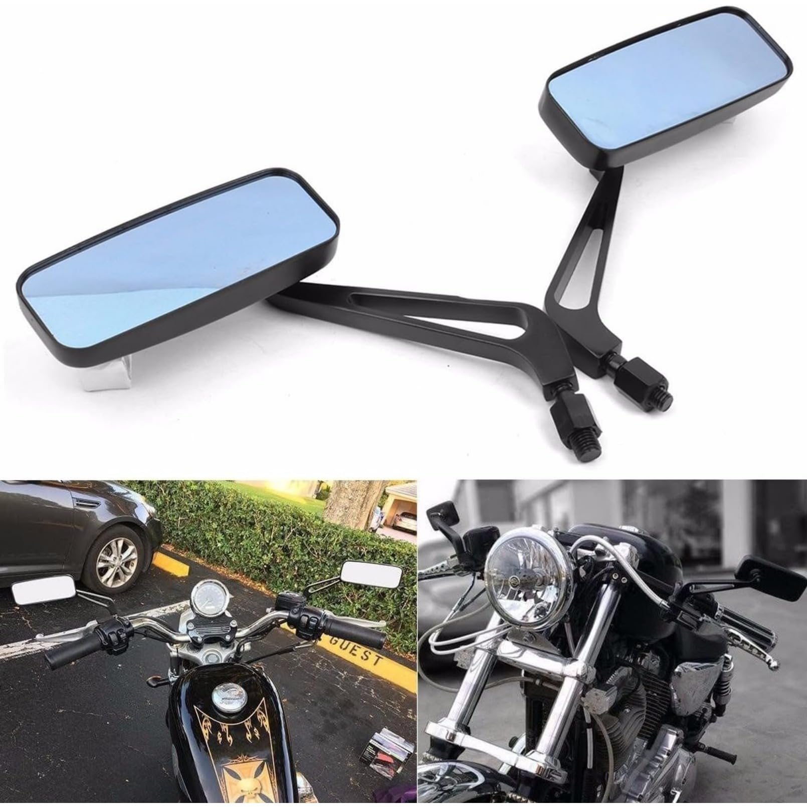 バイクミラー左右セットアルミ正ネジ10mm アダプター8mmシルバー汎用