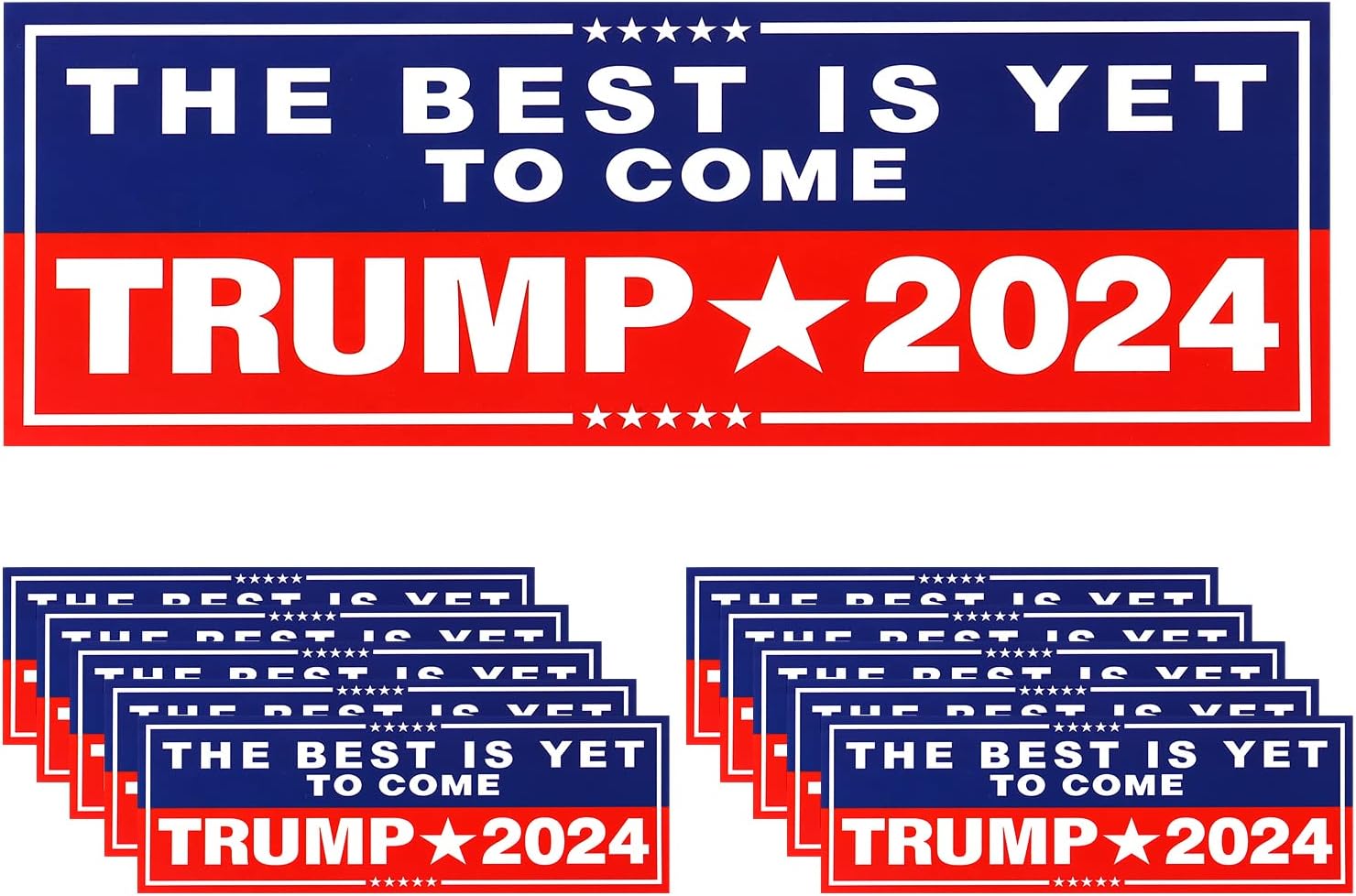 SAVITA 10pcs Trump The Best is Yet to Come Stickers and Decals, 3x9inch Self-Adhesive Trump Bumper Stickers Donald Trump 2024 Presidential Campaign Stickers for Car Truck Window Laptop