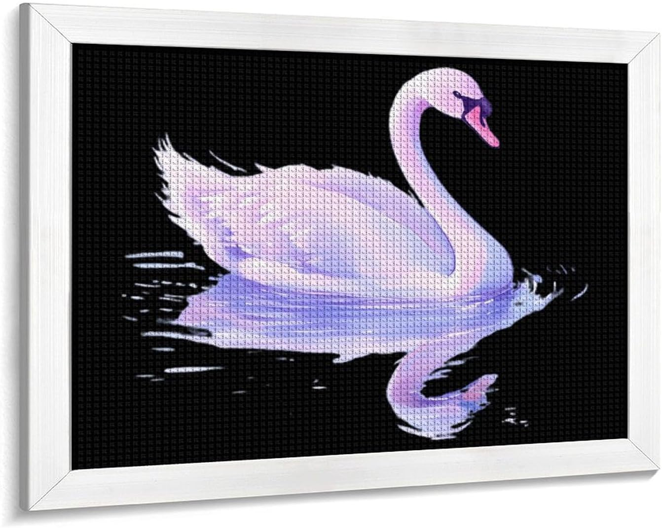 Fantasy Swan And Reflection Printed Diamond 5D Painting Kits DIY Full Drill Crafts for Home Wall Decor 16x20 Inch White Wood 50 * 40cm