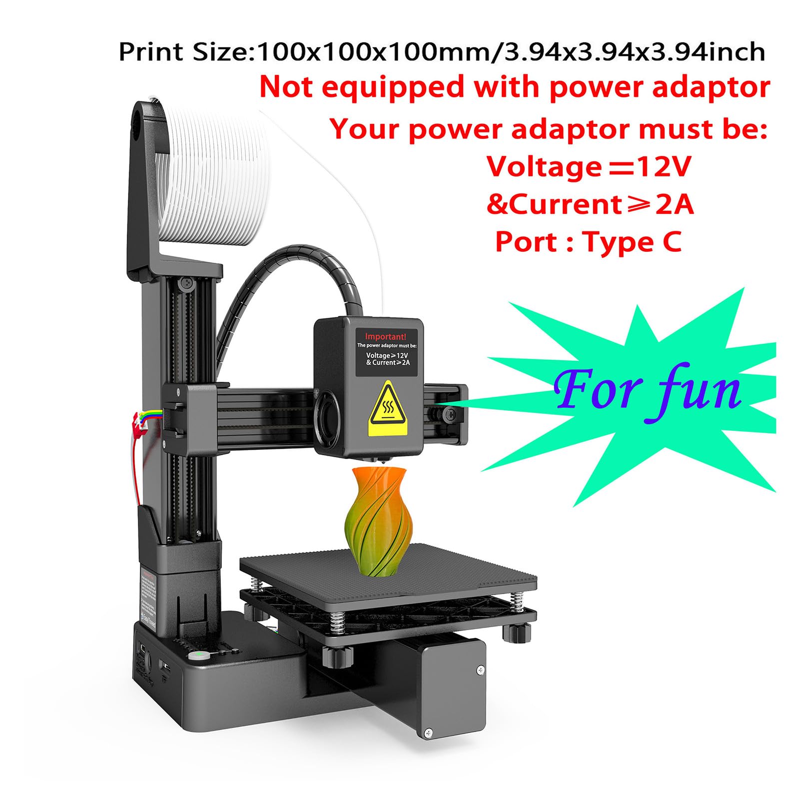 Imprimante 3D EasyThreed K10 Adaptée aux Débutants, 100 X 100 X Mm, Plate-Forme Amovible, à Une Touche pour Débutants, Enseignement à Domicile (Prise UE)