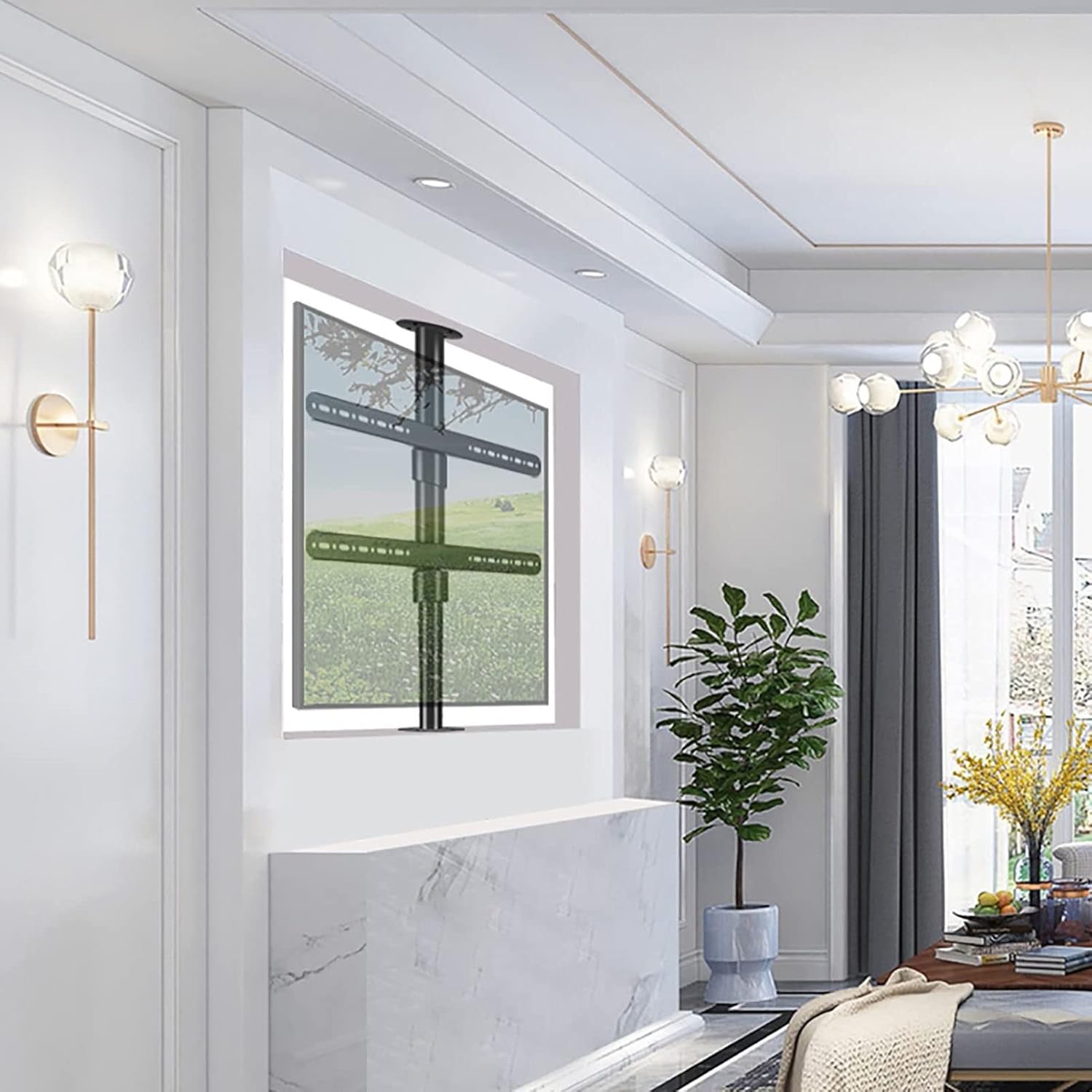 Full Motion Rotation Tilt Swivel TV Mount - LCD TV 360 Degree Rotating Frame,Floor Stand Partition Rotating Frame,TV Cabinet Rotating Base,LCD TV Partition Wall Bracket,1（2000）