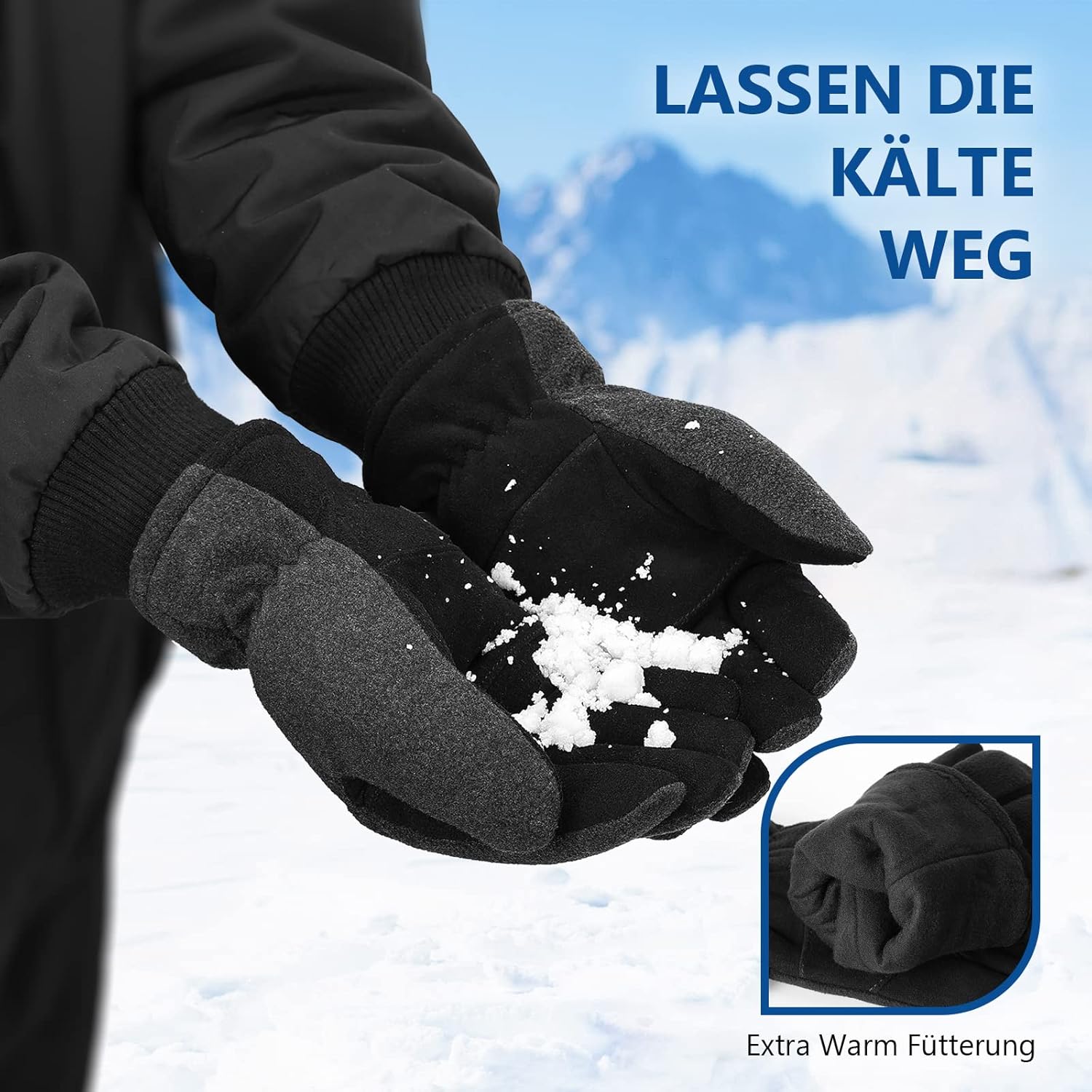 Winter Gloves for Men Women: -20°F Thermal Warm Deerskin Polar Fleece Cotton Glove - Image 4