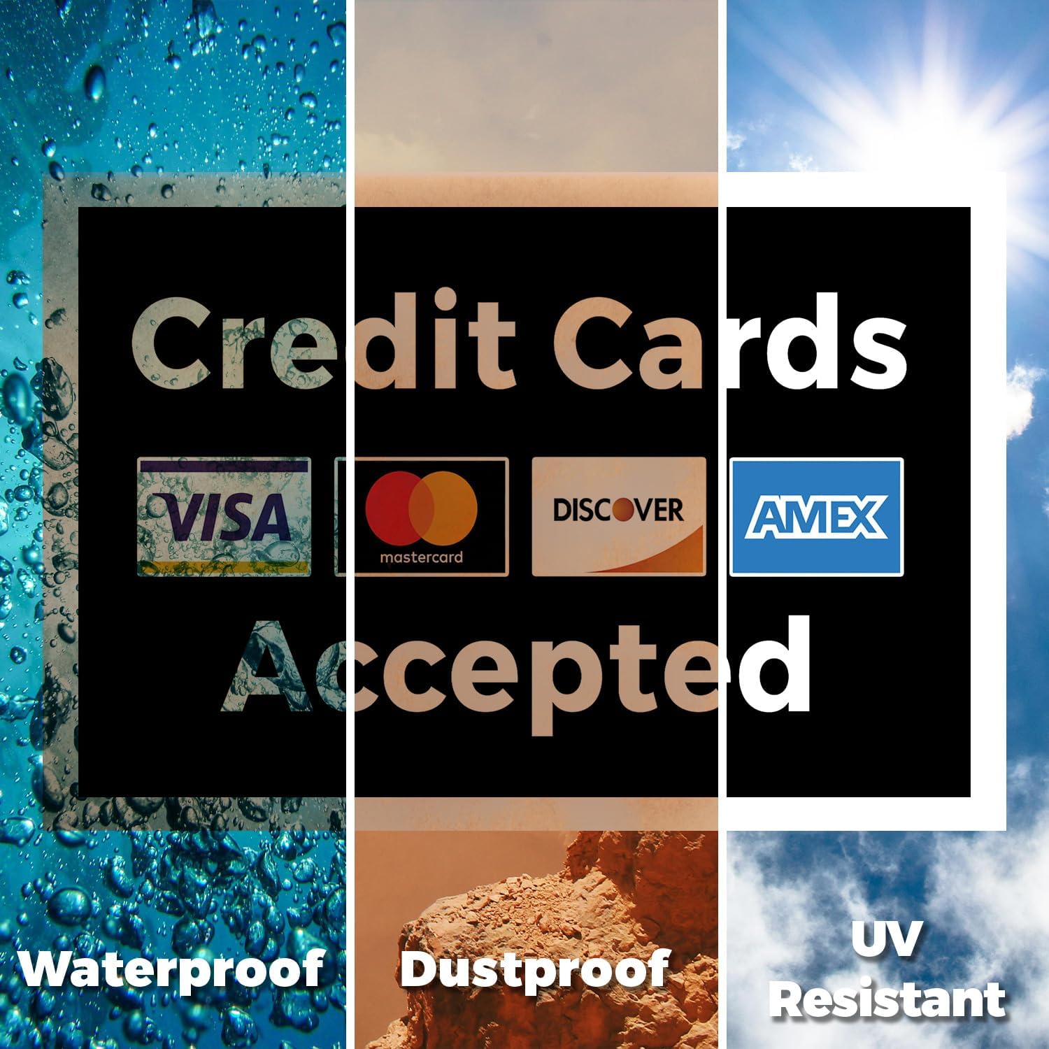Credit Cards Accepted Yard Sign 12 Inch x 16 Inch Double Sided Weatherproof Heavy-Duty Plastic with Stake | Payment Convenience, Customer Ready, Business Signage | Made in USA