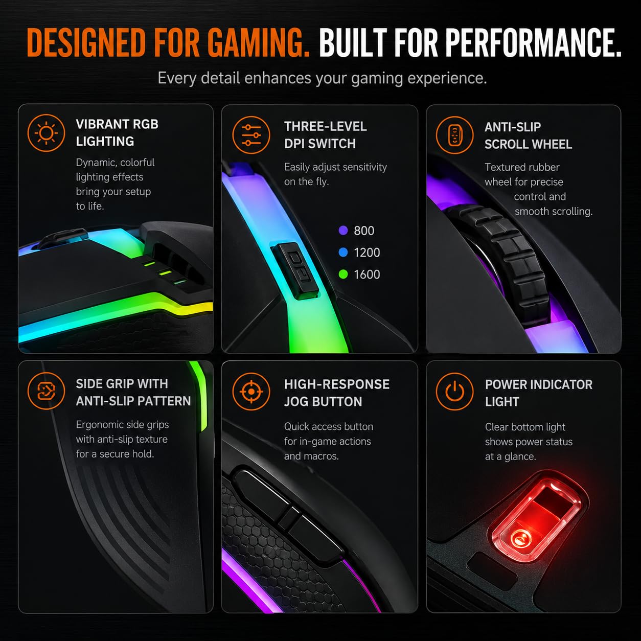 SaharaCase - Kabelgebundene Gaming-Tastatur und -Maus-Kombination, 68 Tasten, Anti-Ghosting-Multi-Taste, RGB-Hintergrundbeleuchtung (Schwarz/Blau)
