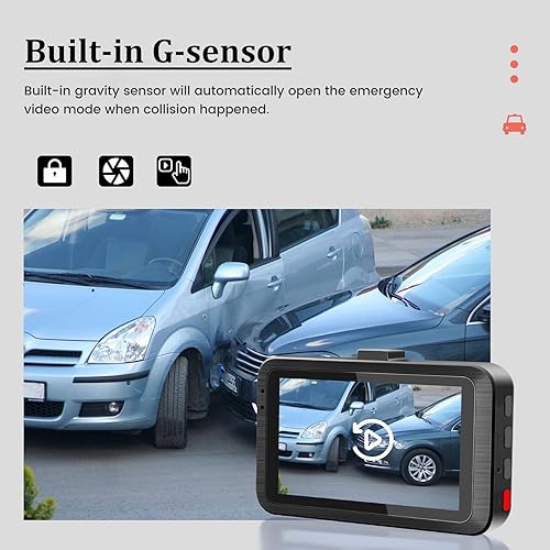 Miniatura 10 de Cámara de tablero frontal y trasera  Pantalla IPS de 3 pulgadas 1080P Full HD DVR Cámara de tablero para automóviles con tarjeta SD de 64G  Cámara