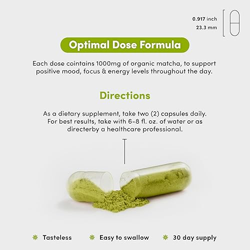 Miniatura 4 de Matcha 1000 mg - Suplemento de té verde en polvo para mujeres y hombres - Pastillas de té Matcha EGCG - Vegano, sin gluten, sin lácteos, sin OMG -